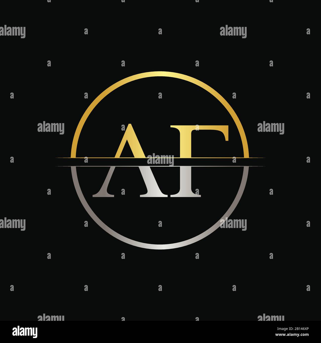 Initial Circle AF Letter With Modern Typography Vector Template ...