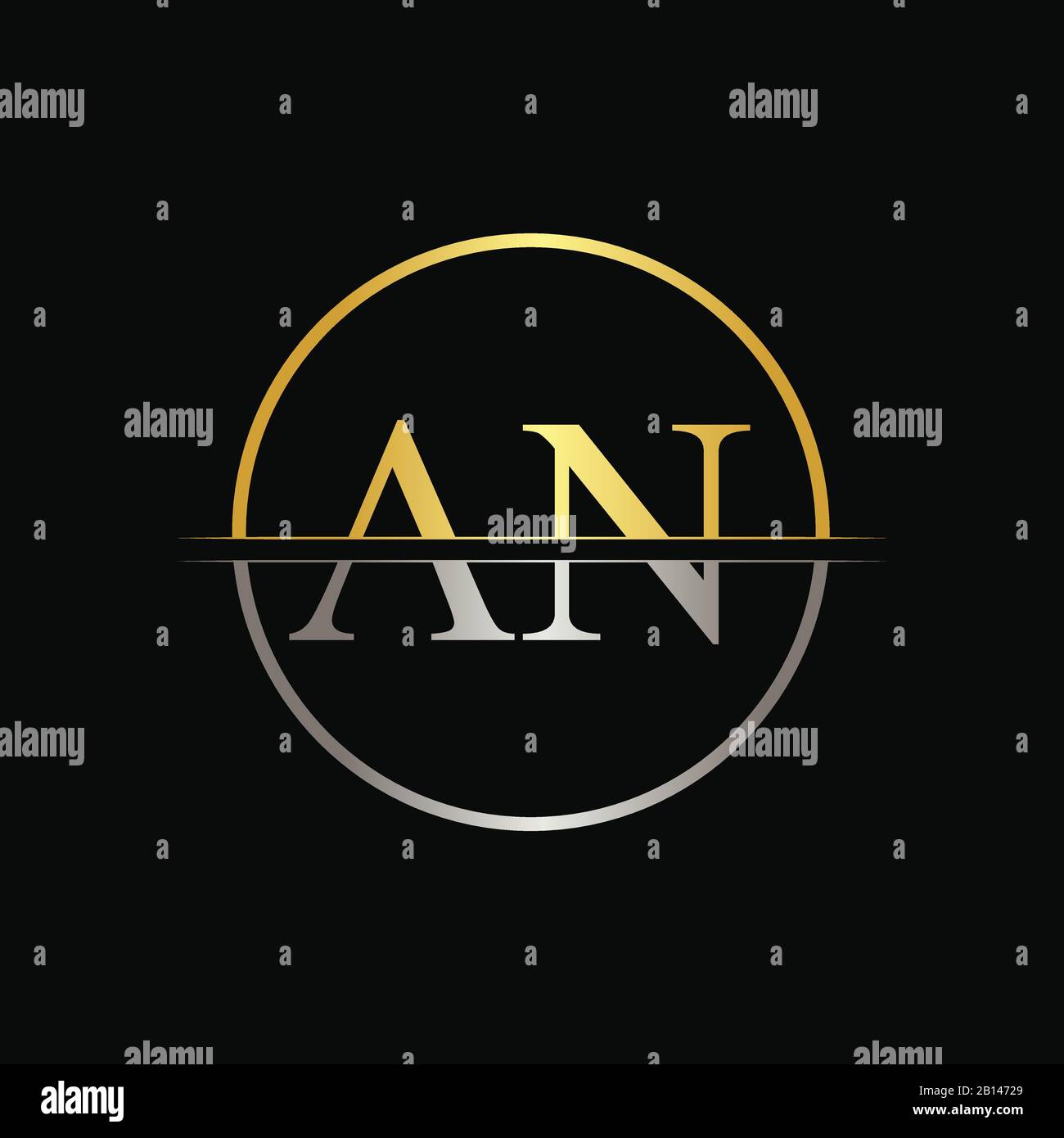 Initial Circle AN Letter With Modern Typography Vector Template ...