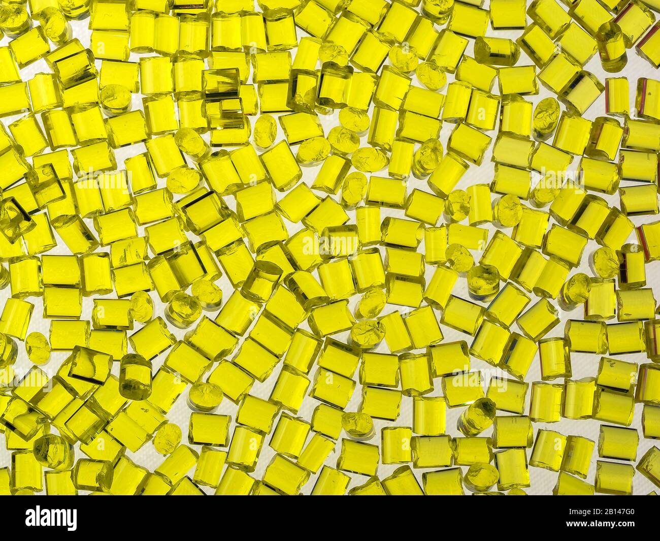 Glass granules, yellow, detail Stock Photo