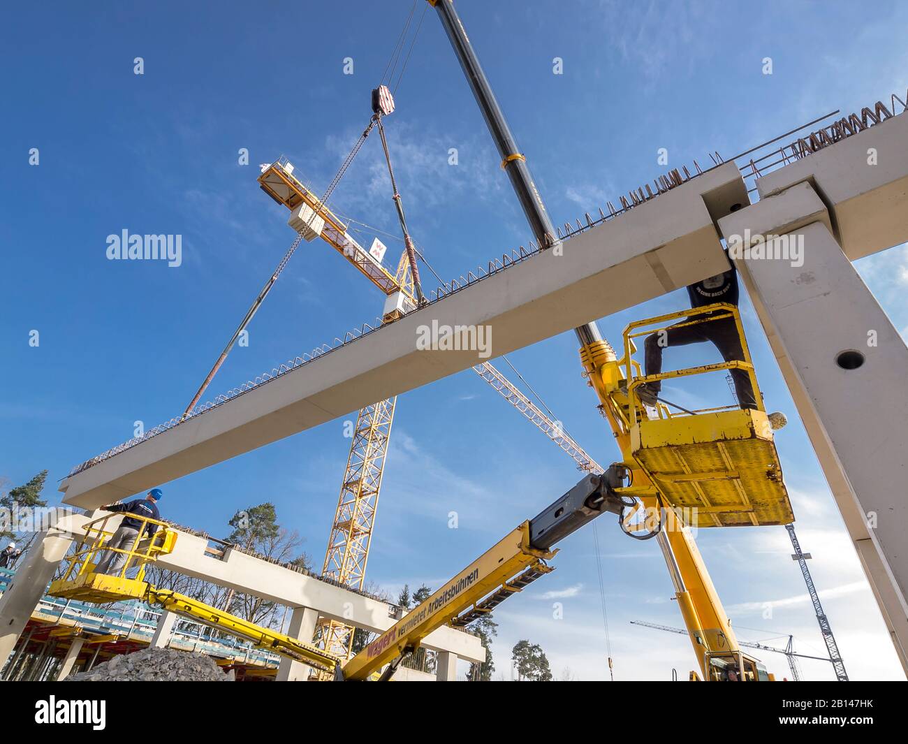 Inserting concrete beams Stock Photo
