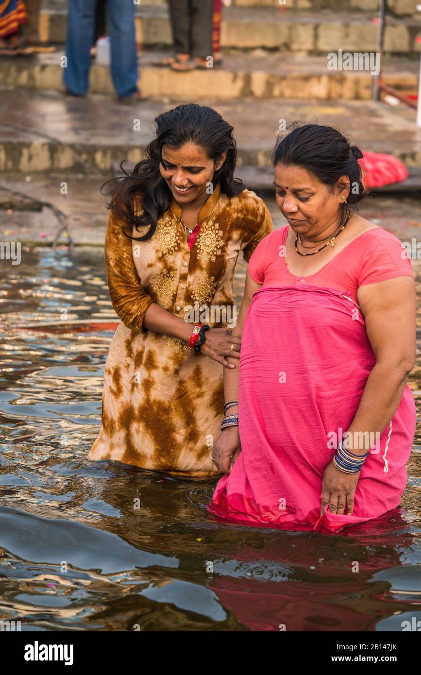 Local people have bath in the Ganga river, Varanasi, India, Asia Stock  Photo - Alamy