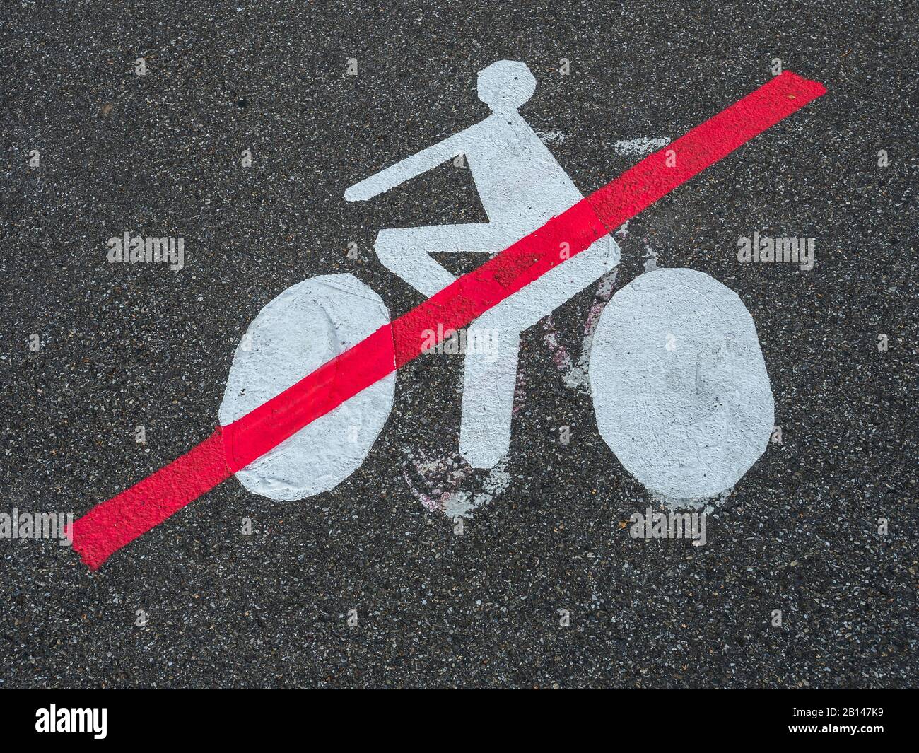 Pictogram, biking prohibited Stock Photo