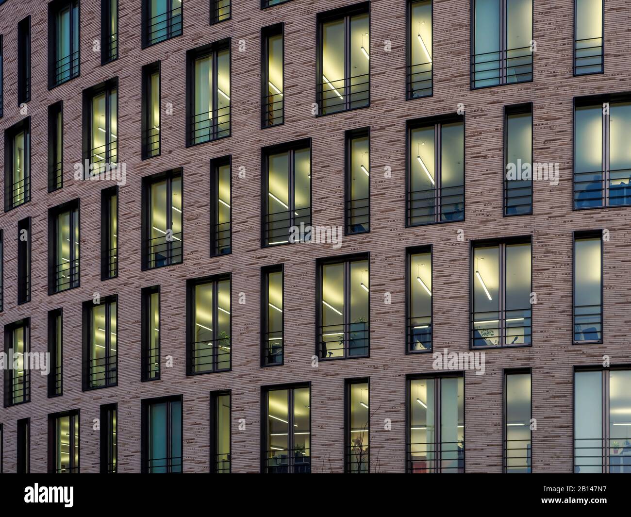 Building, night, window, glass, architecture, dusk Stock Photo