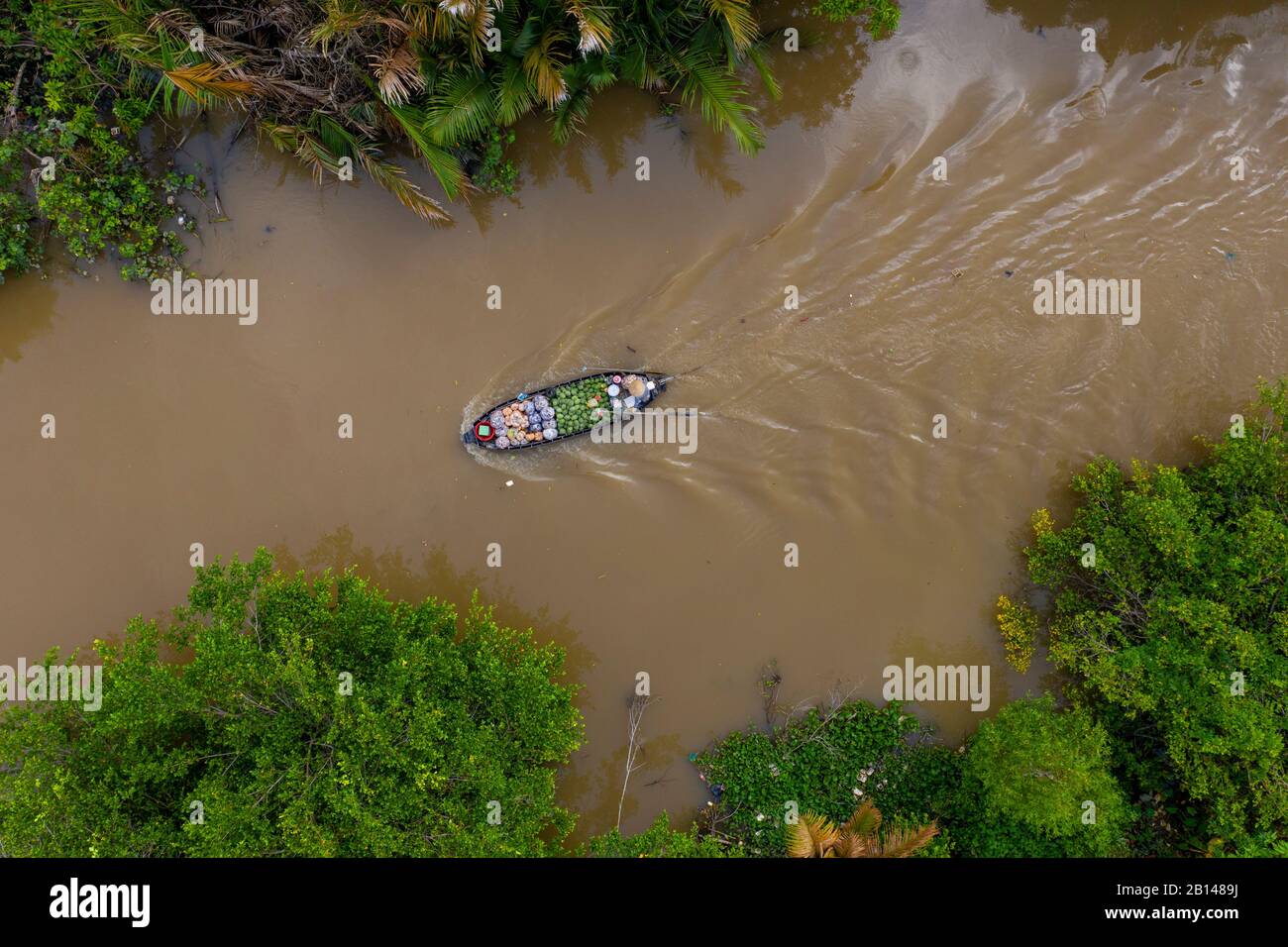 Floating market in Can Tho, Mekong Delta, Vietnam Stock Photo