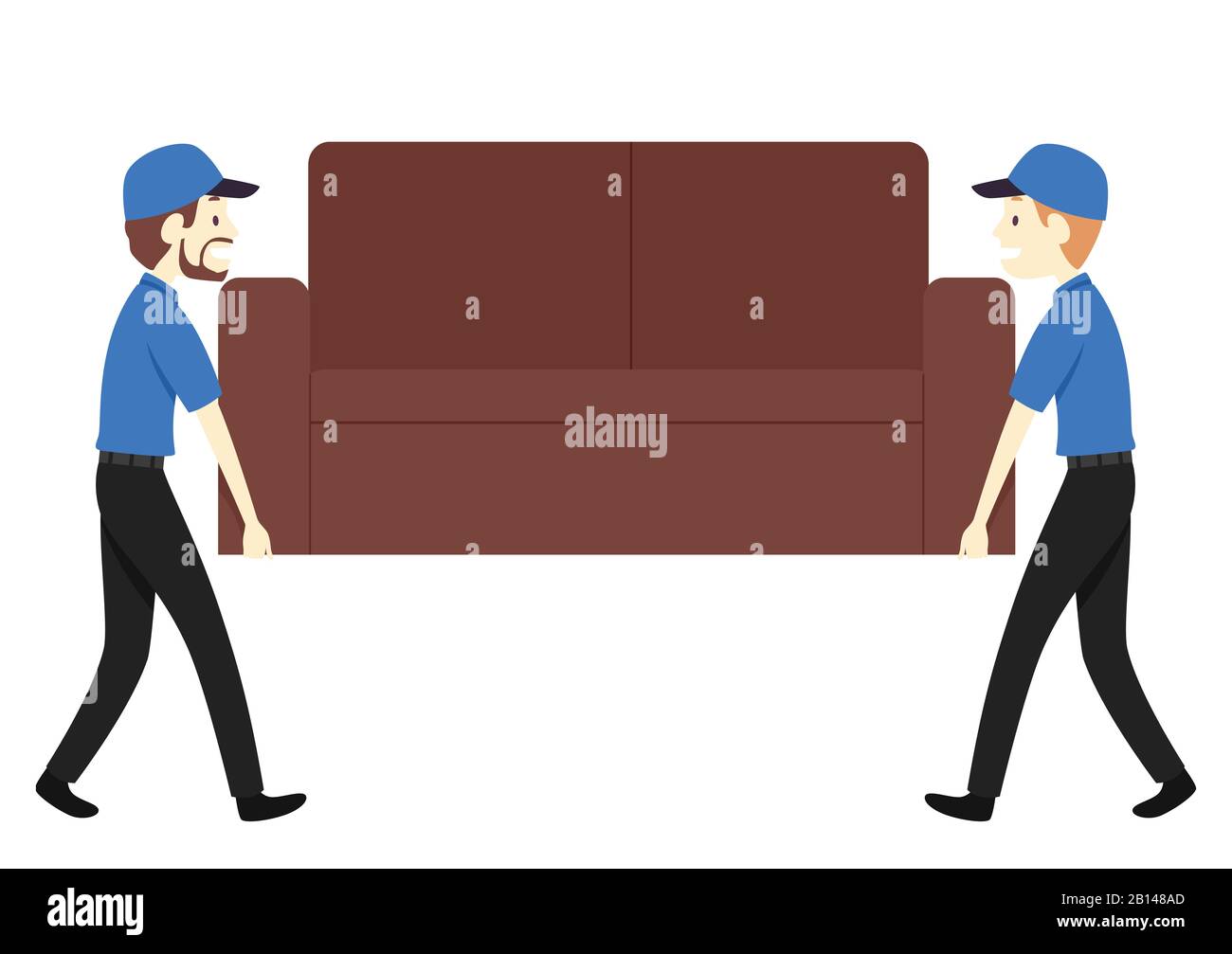 Illustration of Two Men Moving Big Sofa as Part of Moving Houses