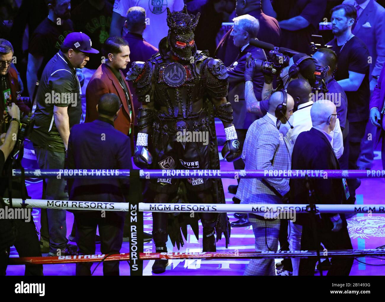 Deontay Wilder arrives at the ring before the World Boxing Council World Heavy Title bout at the MGM Grand, Las Vegas. Stock Photo