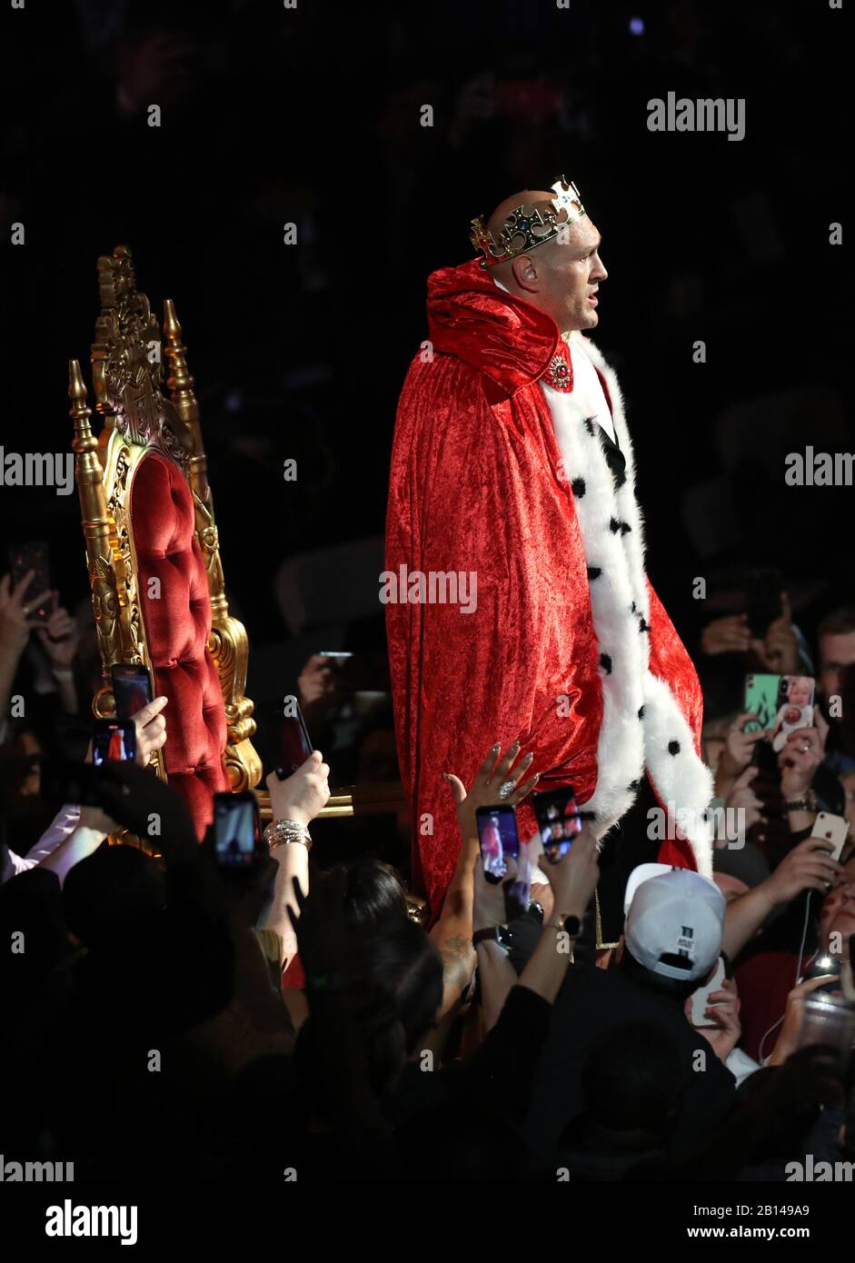 Tyson Fury arrives at the ring before the World Boxing Council World Heavy Title bout at the MGM Grand, Las Vegas. Stock Photo