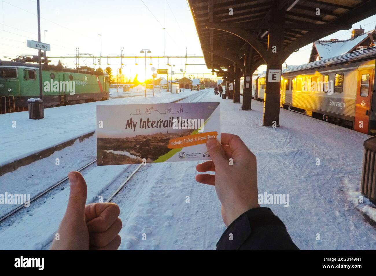 Railway station in Boden, Sweden Stock Photo