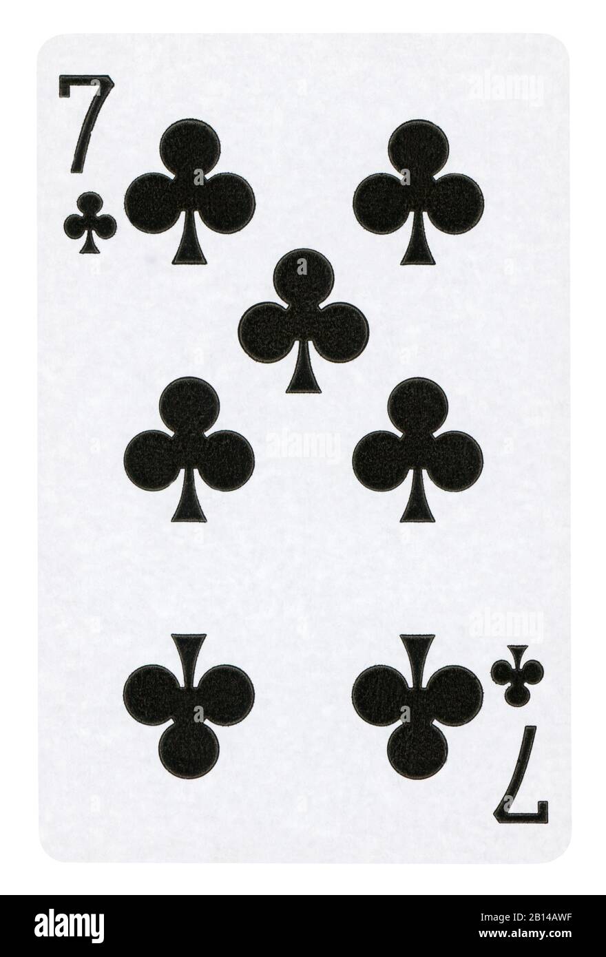Seven of Clubs Vintage playing card - isolated on white (clipping path