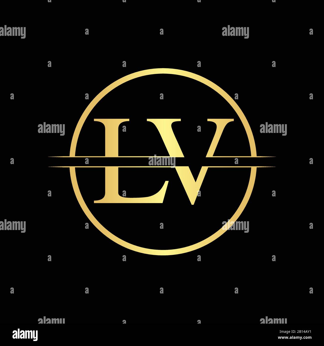 Initial Circle LV letter Logo Design vector Template. Abstract Letter