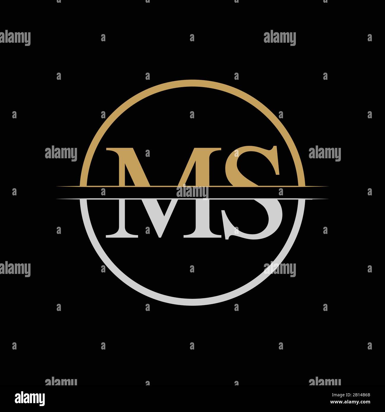 Initial MS letter Logo Design vector Template. Gold and Silver Letter MS logo Design Stock Vector