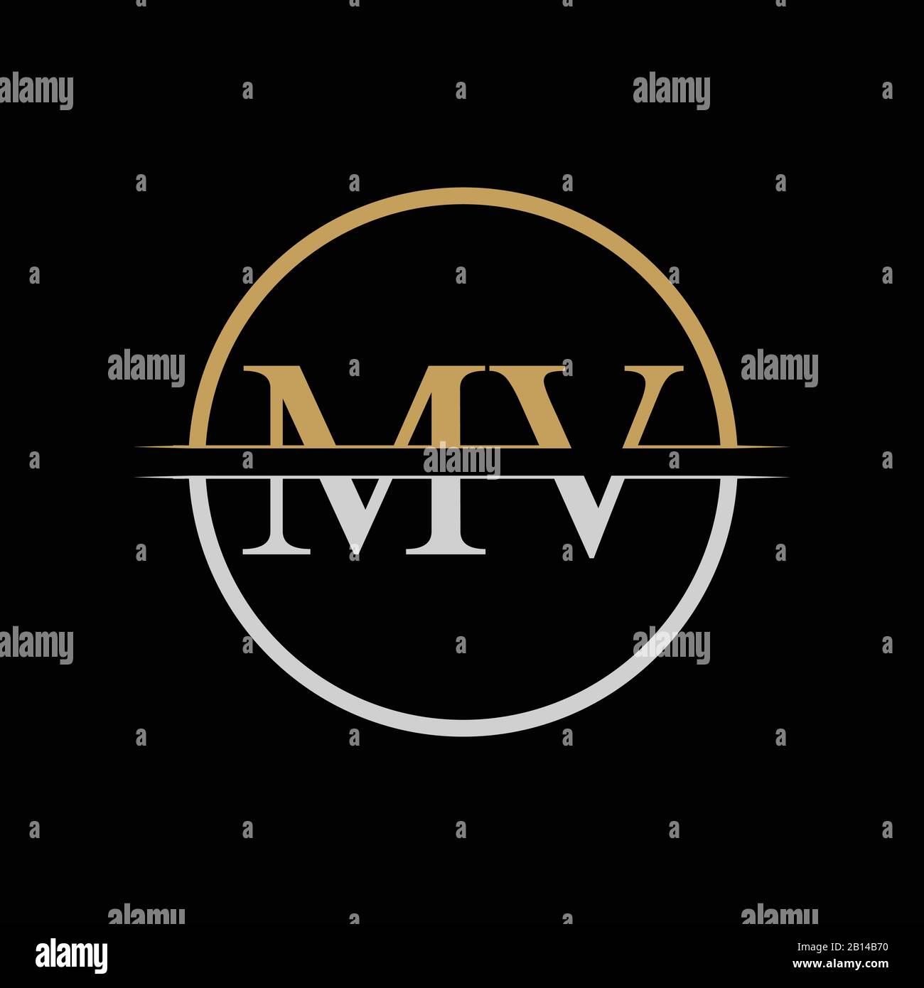 Initial MV letter Logo Design vector Template. Gold and Silver Letter ...