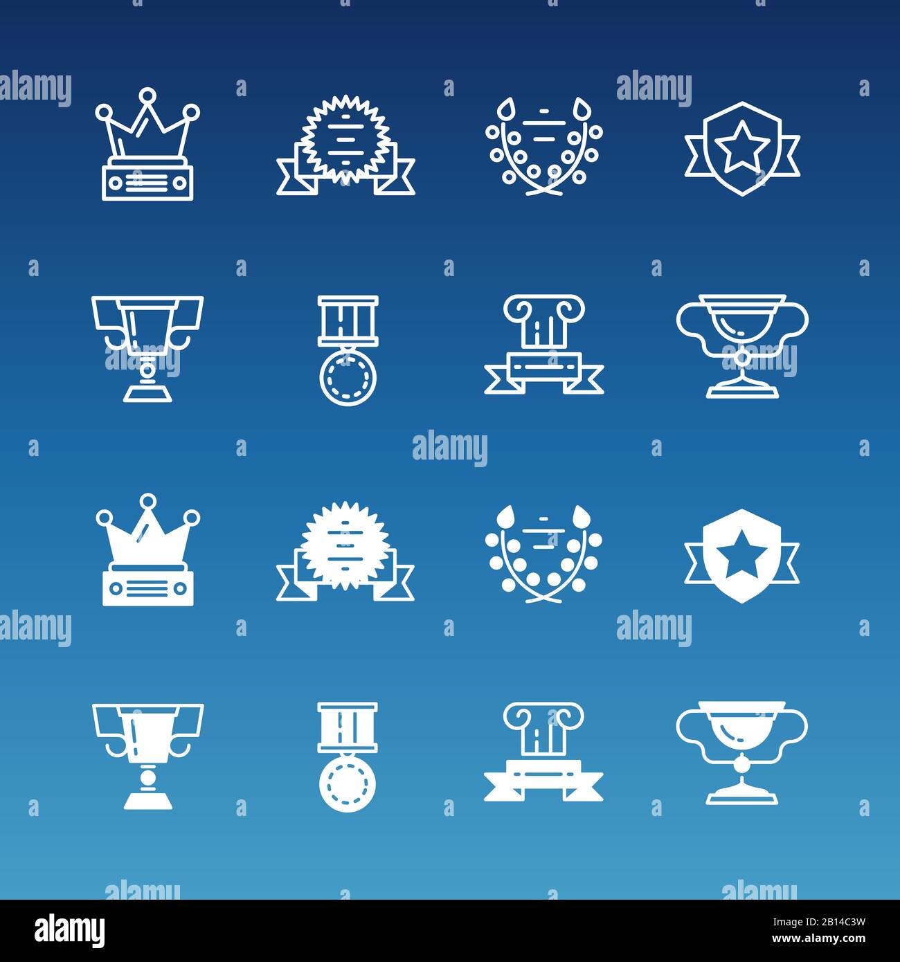 Trophy, prizes, awards line and outline icons collection. Vector illustration Stock Vector