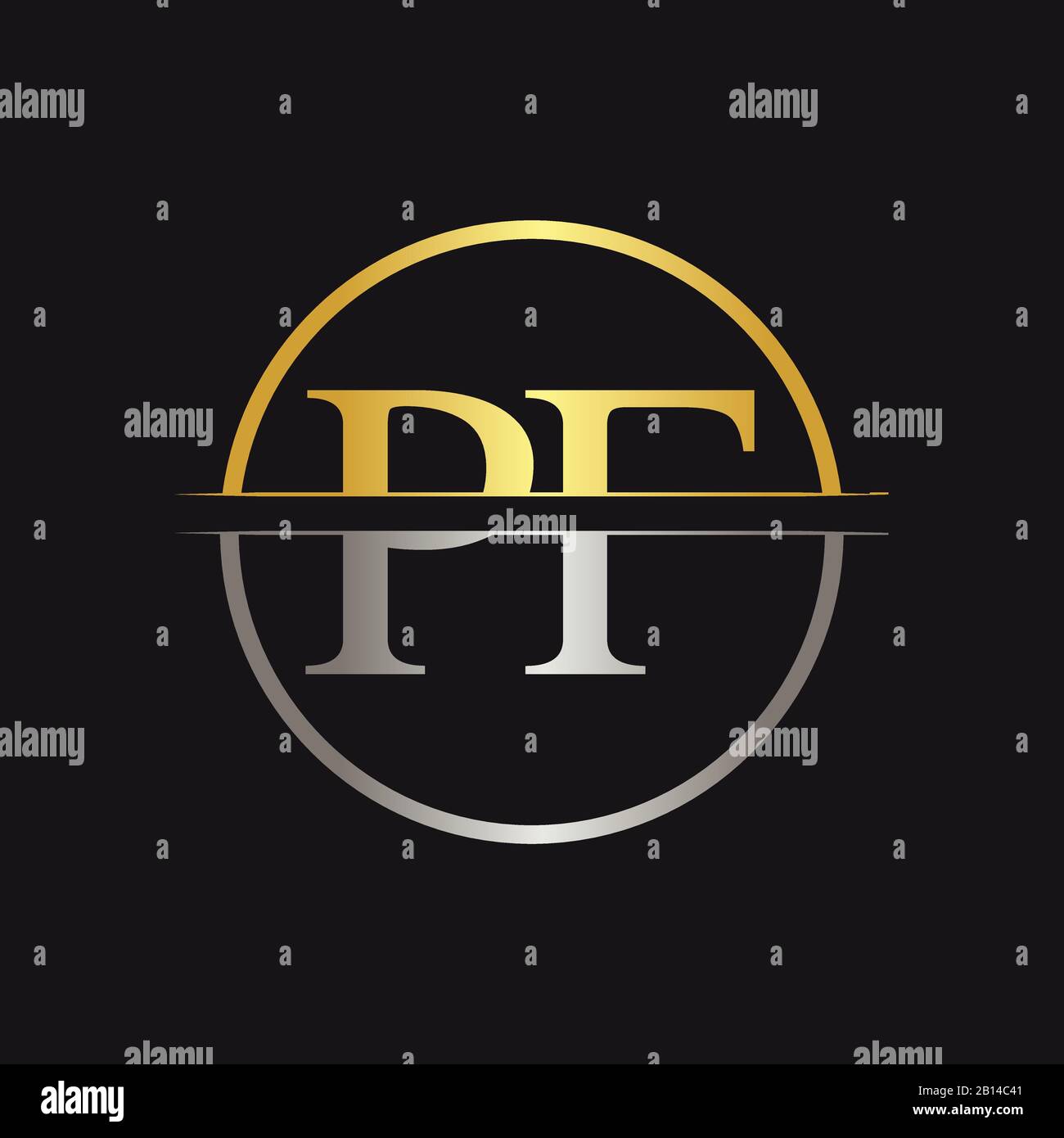 Initial Monogram Letter PF Logo Design Vector Template. PF Letter Logo Design Stock Vector