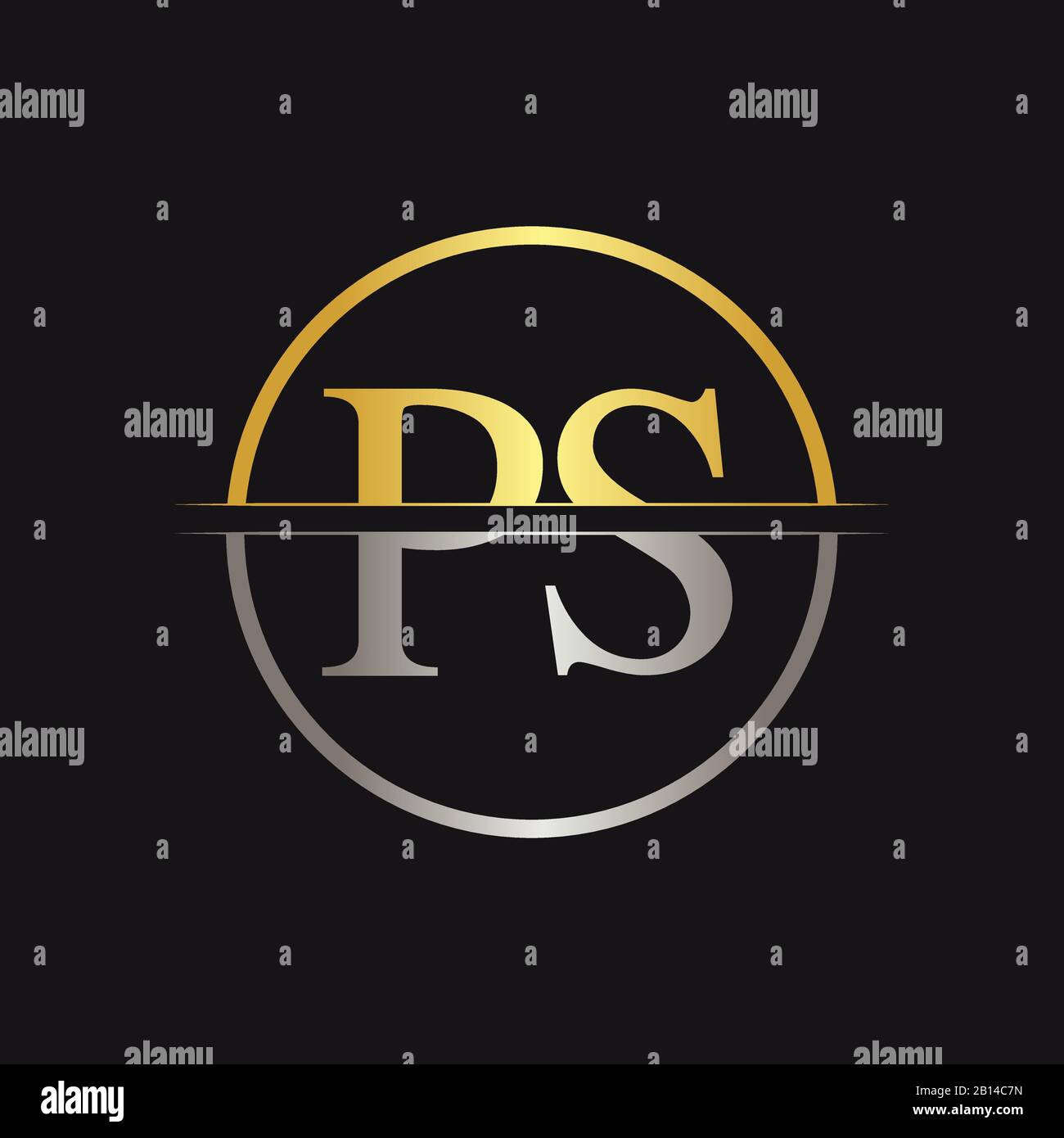 Initials P S Logo Luxurious Golden Stock Vector (Royalty Free