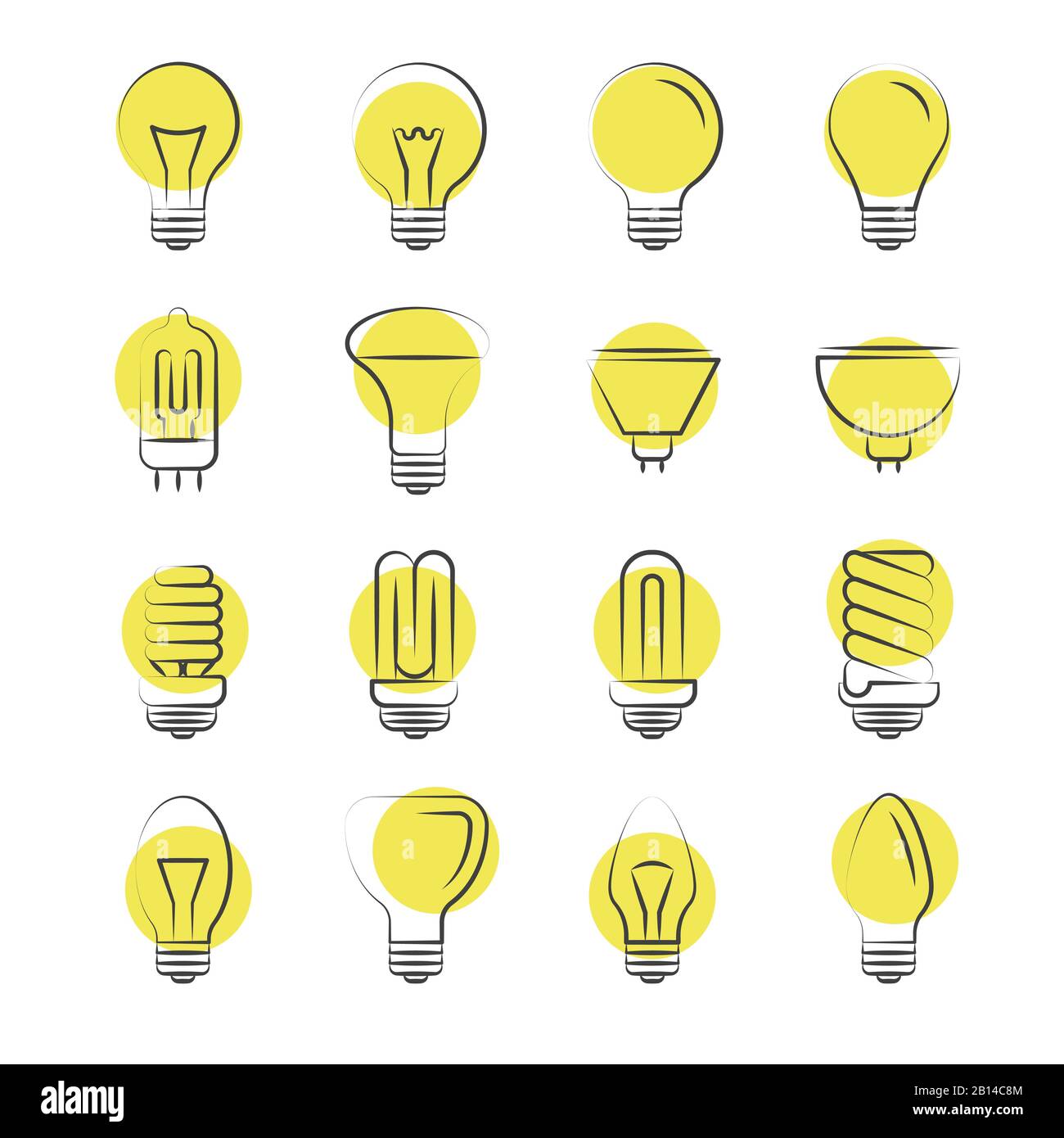 Line light bulbs icons on white background. Icon idea lightbulb, vector illustration Stock Vector