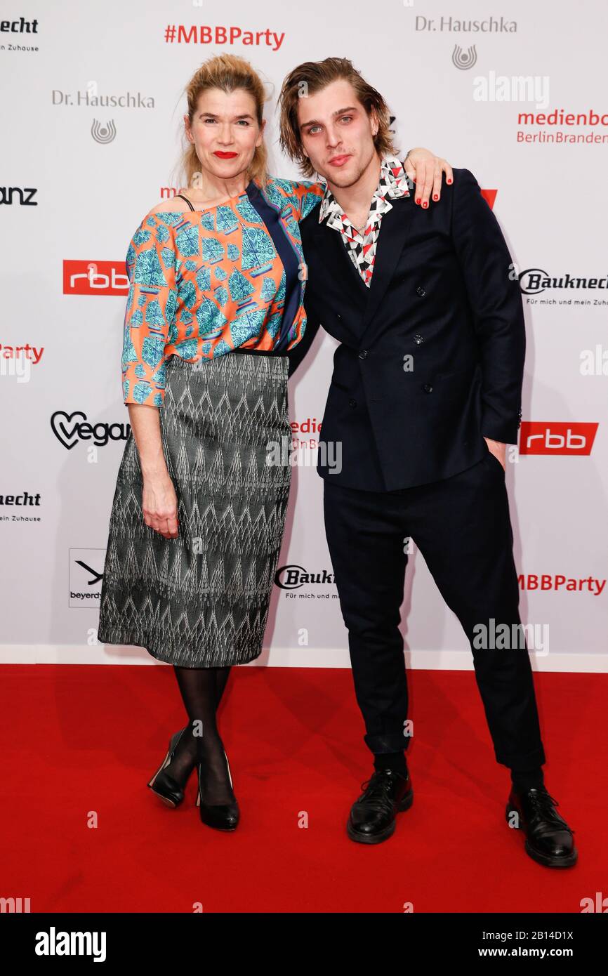 Berlin, Germany. 22nd Feb, 2020. 70th Berlinale, Medienboard Party: Anke Engelke and Jonas Dassler at the Medienboard Party in the Hotel The Ritz-Carlton The International Film Festival takes place from 20.02. to 01.03.2020. Credit: Gerald Matzka/dpa-Zentralbild/ZB/dpa/Alamy Live News Stock Photo