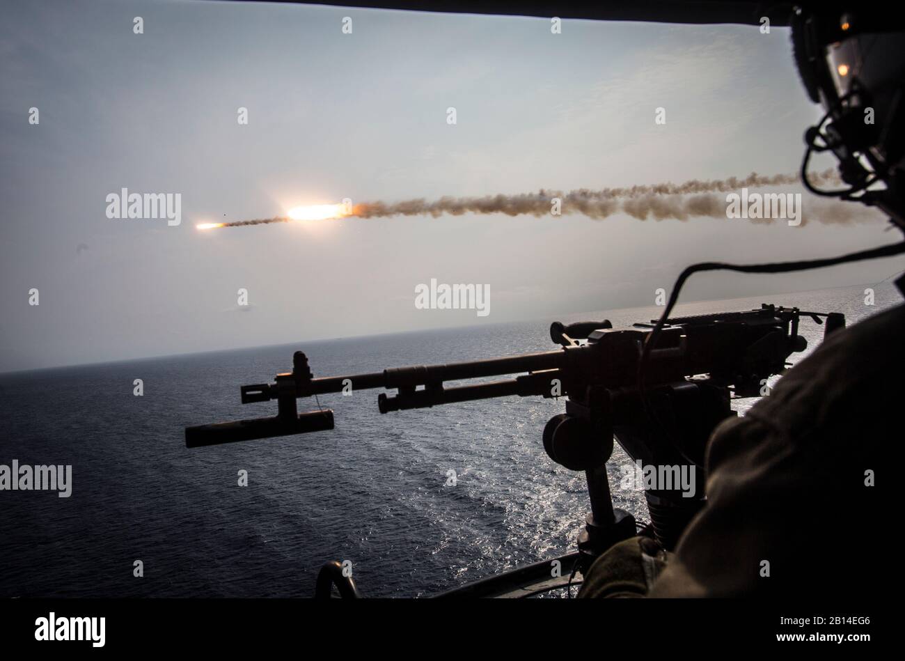 A U.S. Marine Corps AH-1Z Viper helicopter assigned to Marine Light Attack Helicopter Squadron (HMLA) 169, Marine Aircraft Group (MAG) 39, 3rd Marine Aircraft Wing (MAW) fires two training missiles over ranges in Okinawa, Japan, Sept. 28, 2017. The squadron conducted aerial live-fire training in Okinawa, which is crucial to maintaining a stronger, more capable, forward deployed force in the Indo-Asia-Pacific region. HMLA-169 was forward deployed under the unit deployment program with MAG-36, 1st MAW. (U.S. Marine Corps photo by Lance Cpl. Andy Martinez) Stock Photo