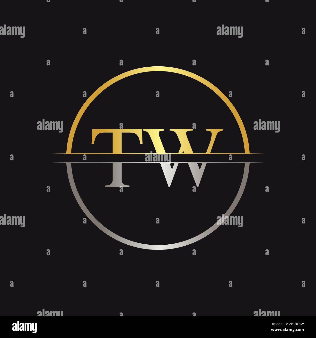 Initial Letter TW Logo Design Vector Template. Linked Typography TW Letter Logo Design Stock Vector