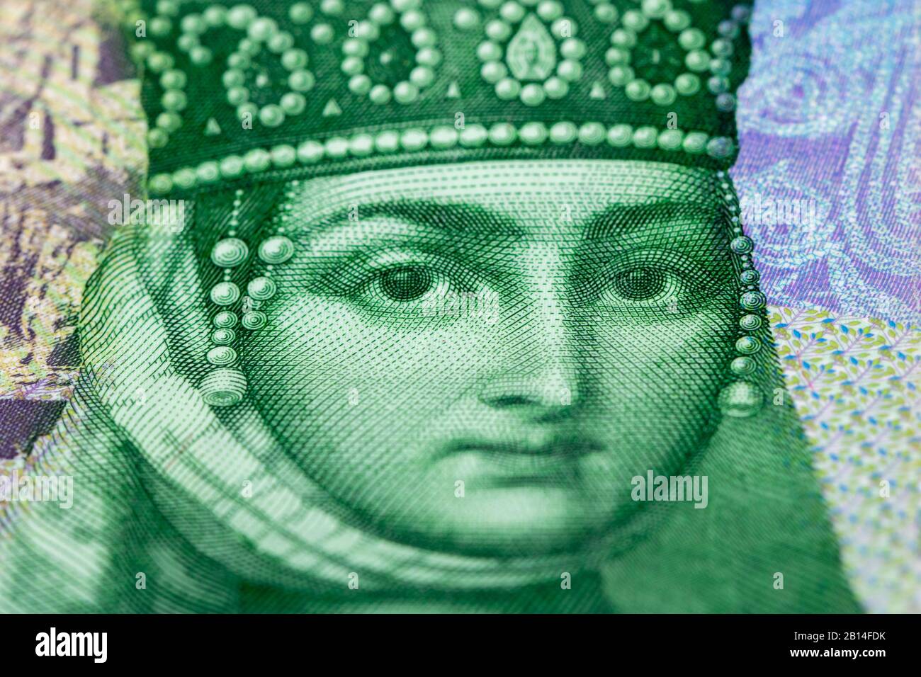 Portrait of Queen Tamar on fifty banknote in Georgian lari Stock Photo