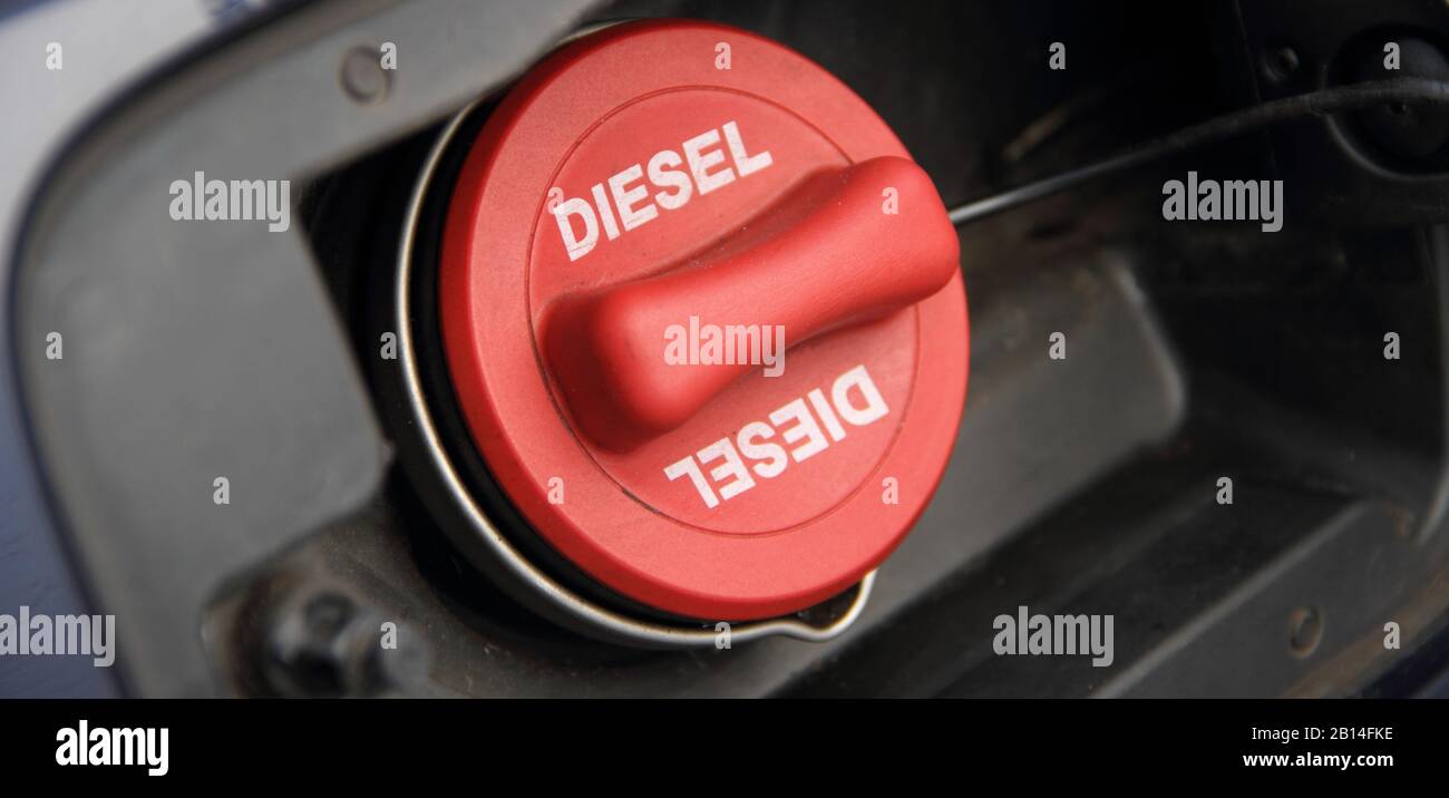 a red fuel cap with the inscription "Diesel Stock Photo Alamy