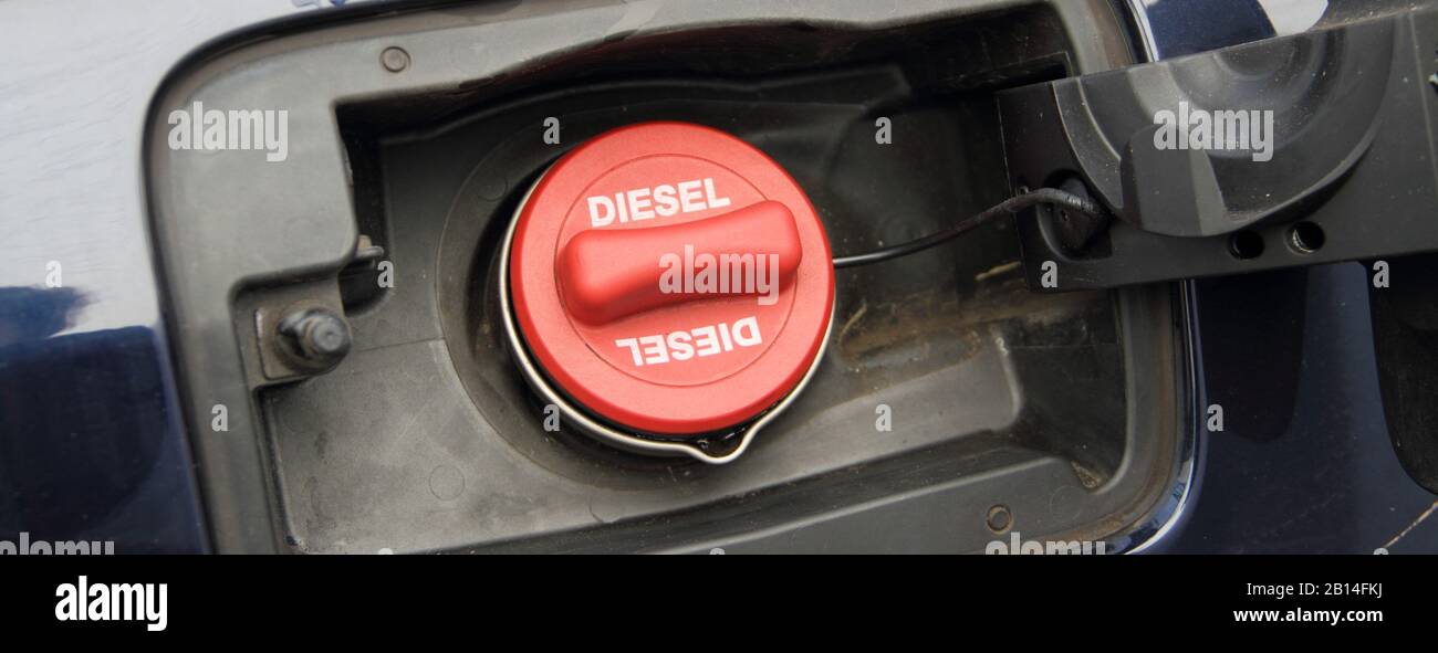 a red fuel cap with the inscription "Diesel Stock Photo Alamy