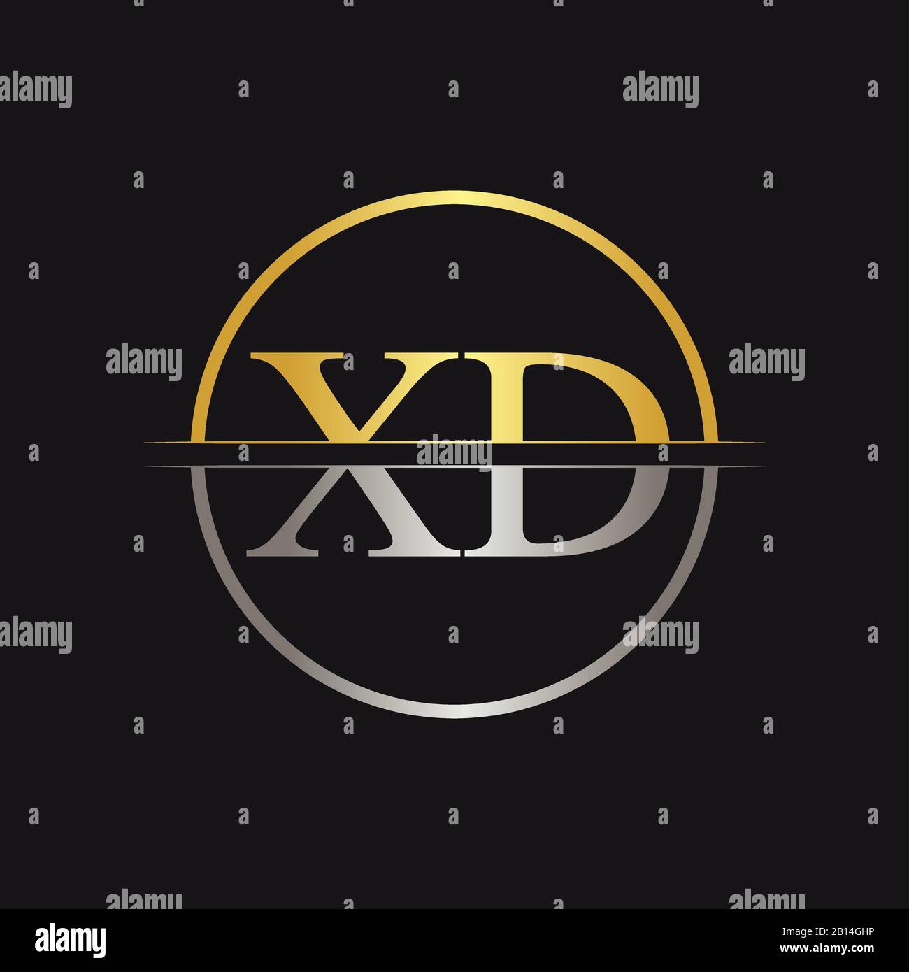Creative Letter XD Logo Vector With Gold and Silver Colors. Abstract