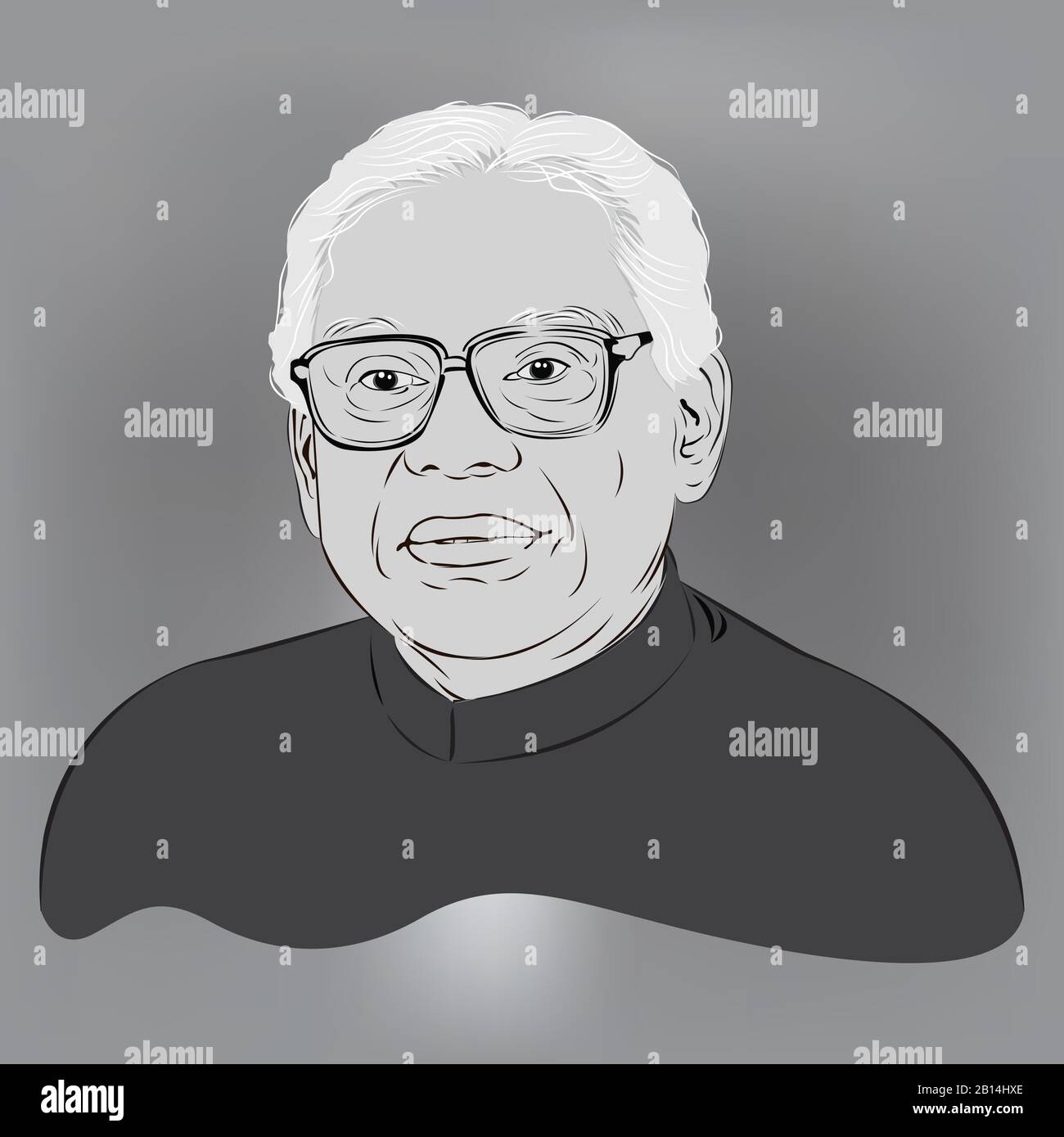 K. R. Narayanan(1920-2005). tenth President of India and ninth Vice President of India in Dalit community. Stock Vector