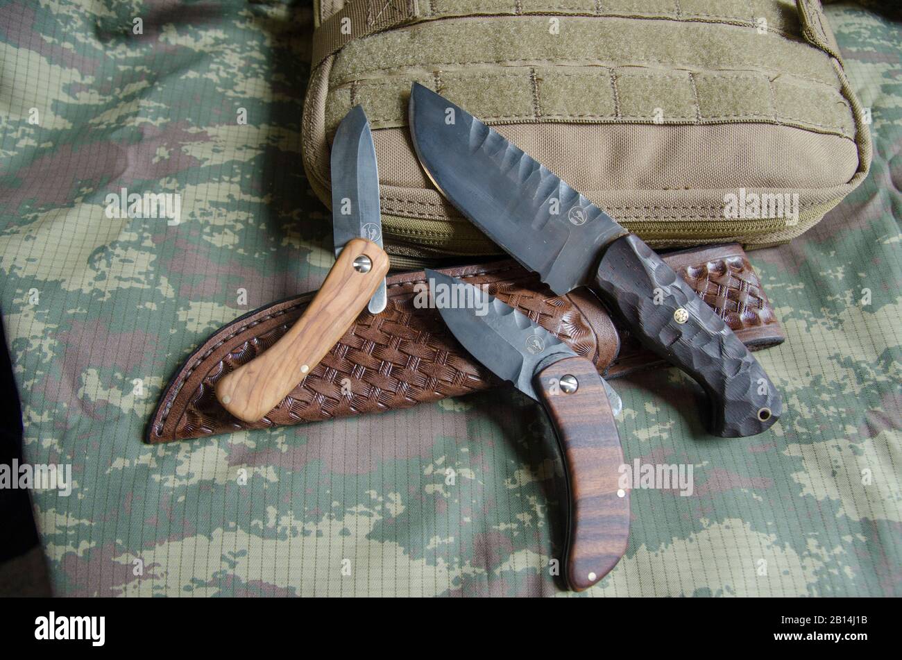 Tactical Bag and Bushcraft Knife Stock Photo Alamy