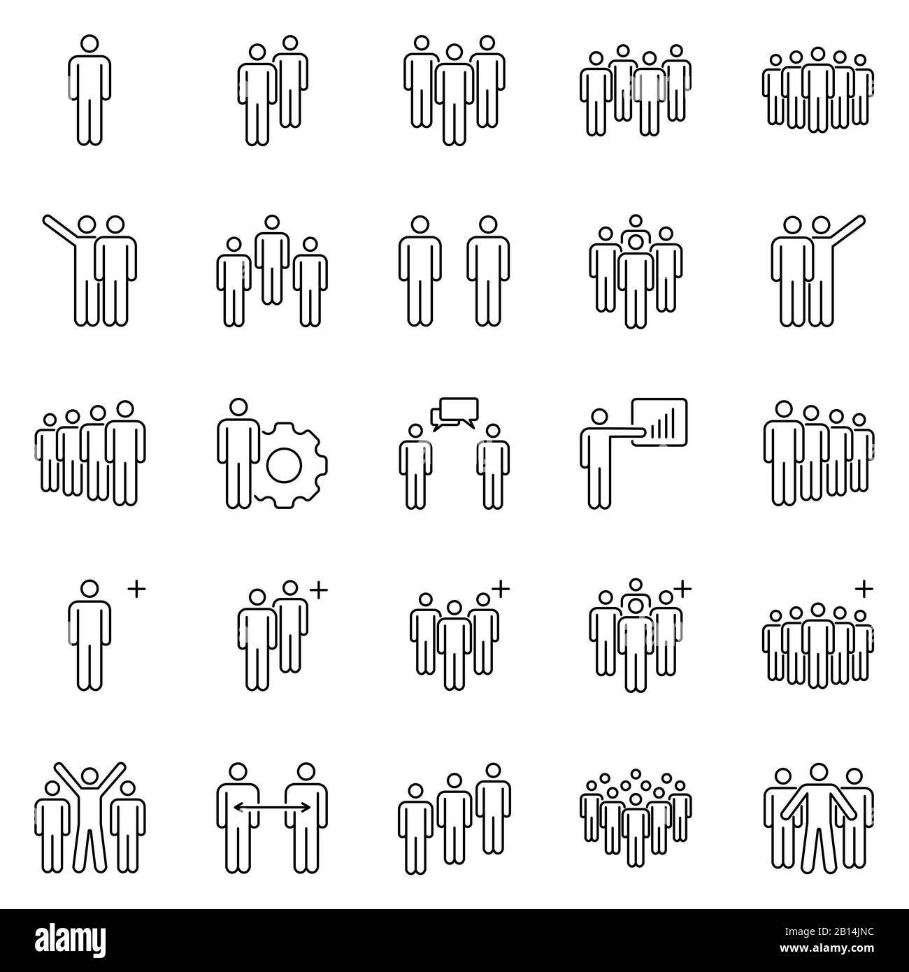 People team icons. Business partners teams, work group pictogram and office workers groups. Businessmen person line icon vector set Stock Vector