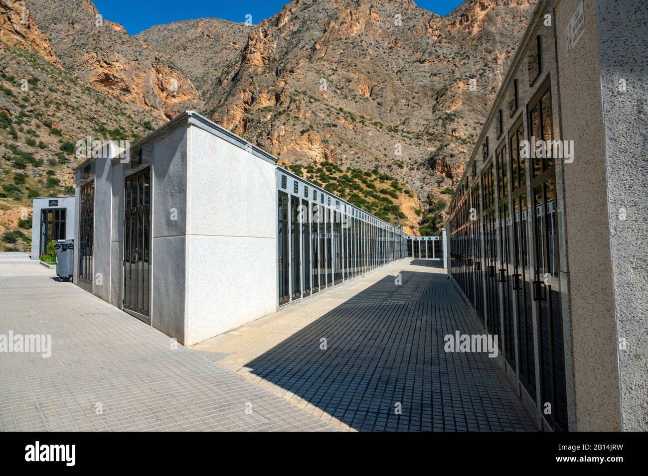 Spanish cemetery with family vaults, Oriheula, Costa Blanca, Spain, Stock Photo