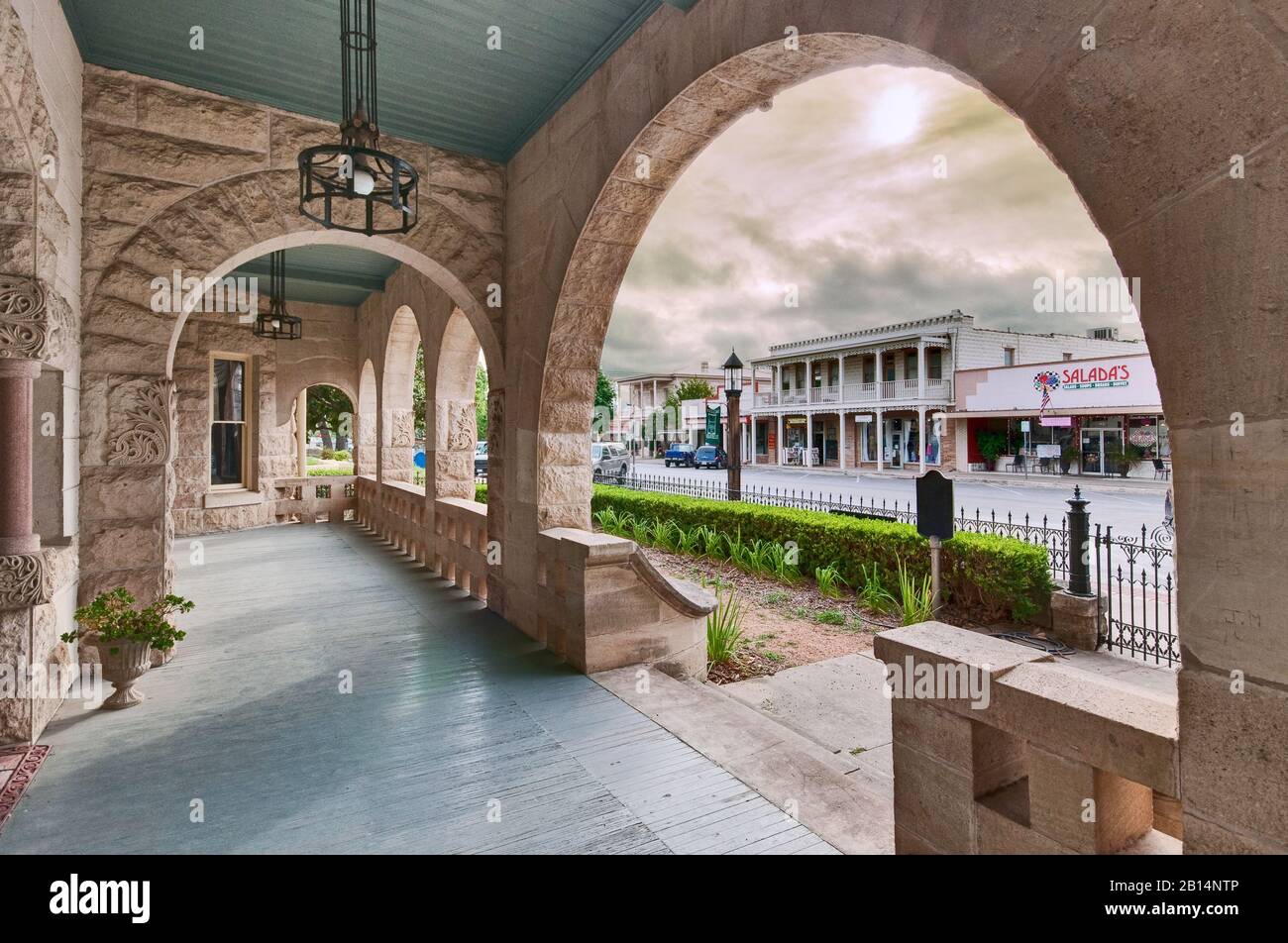 View of street from porch in Hill Country Museum at Captain Charles