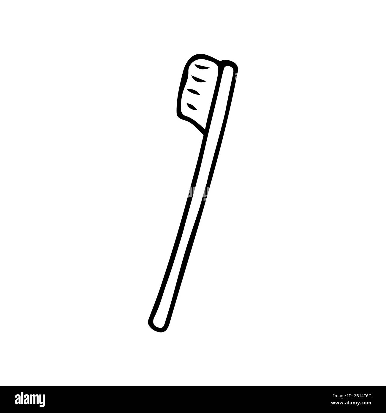 Toothbrush. Bathroom accessories made of bamboo. Eco-friendly. Black and white illustration on a white background in doodle style Stock Vector