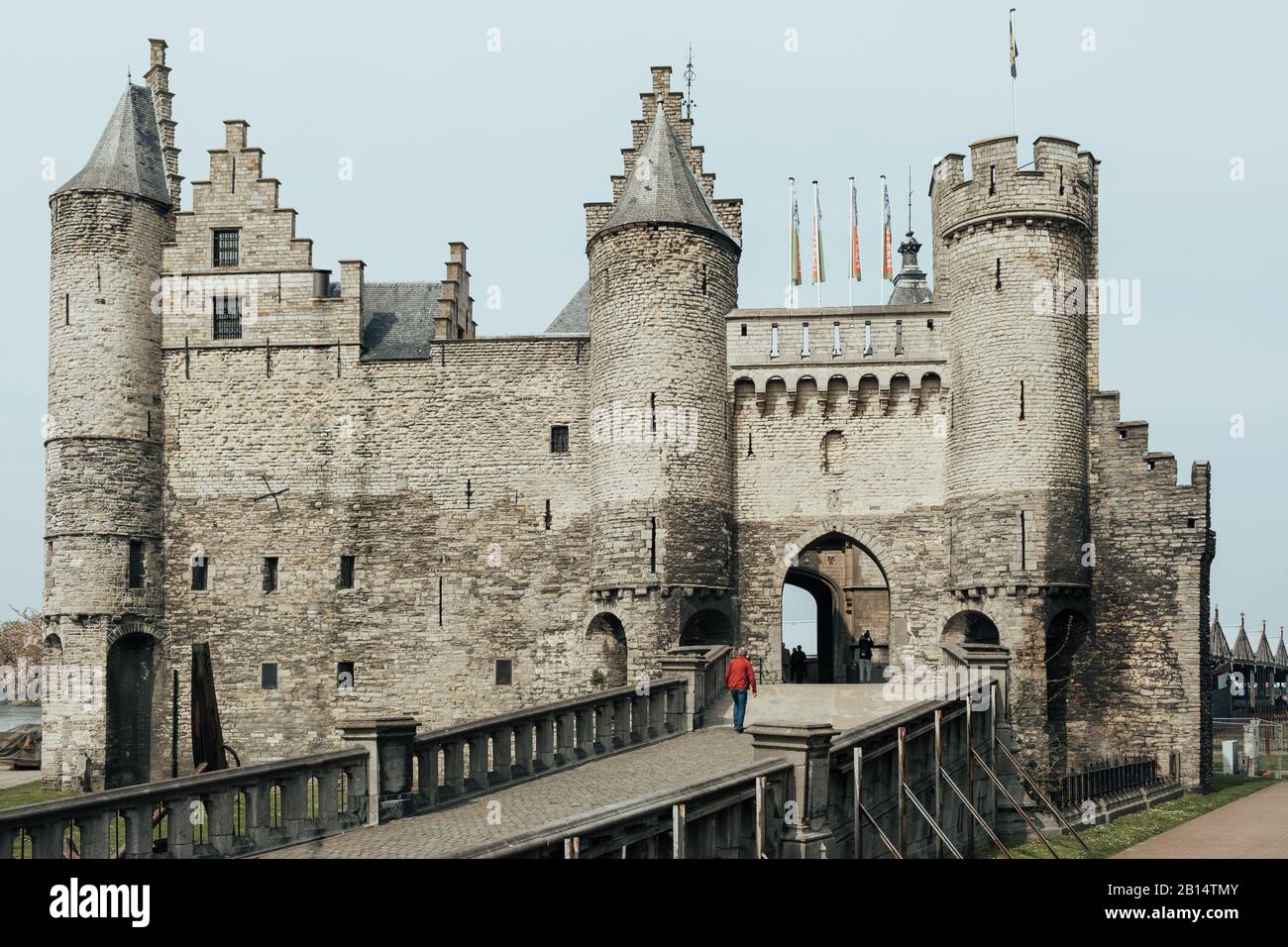 Medieval castle Het Steen in Antwerp. Castle Han Steen iz landmark and main touristic attraction in antwerpen. Stock Photo
