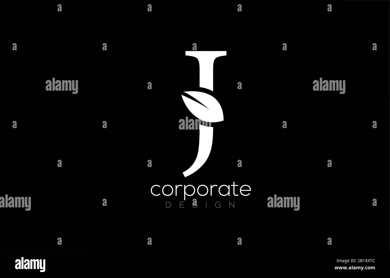 black and white j letter alphabet leaf logo icon design for company and ...