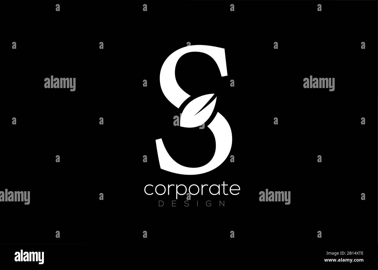 black and white S letter alphabet leaf logo icon design for company and ...