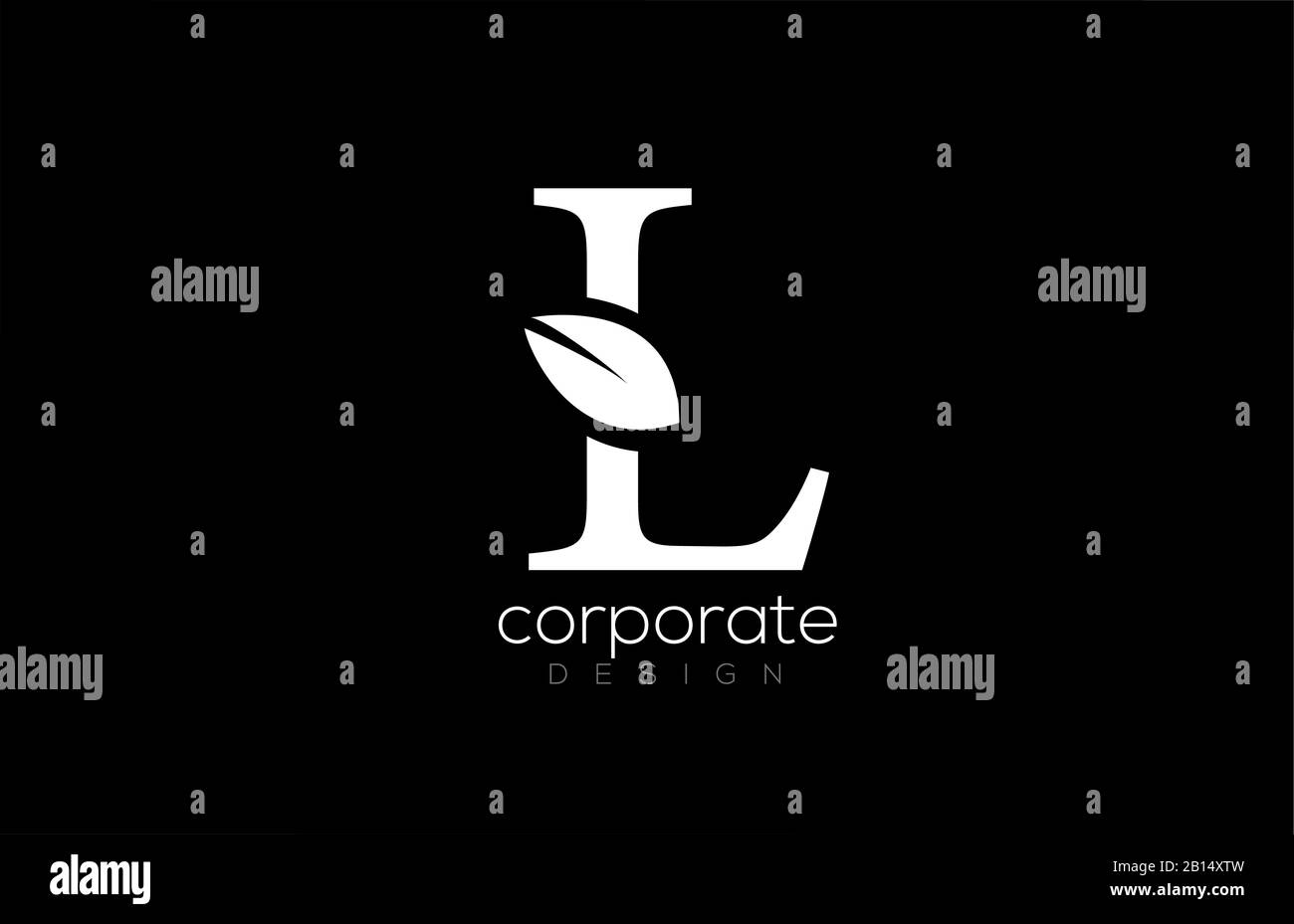 black and white L letter alphabet leaf logo icon design for company and ...