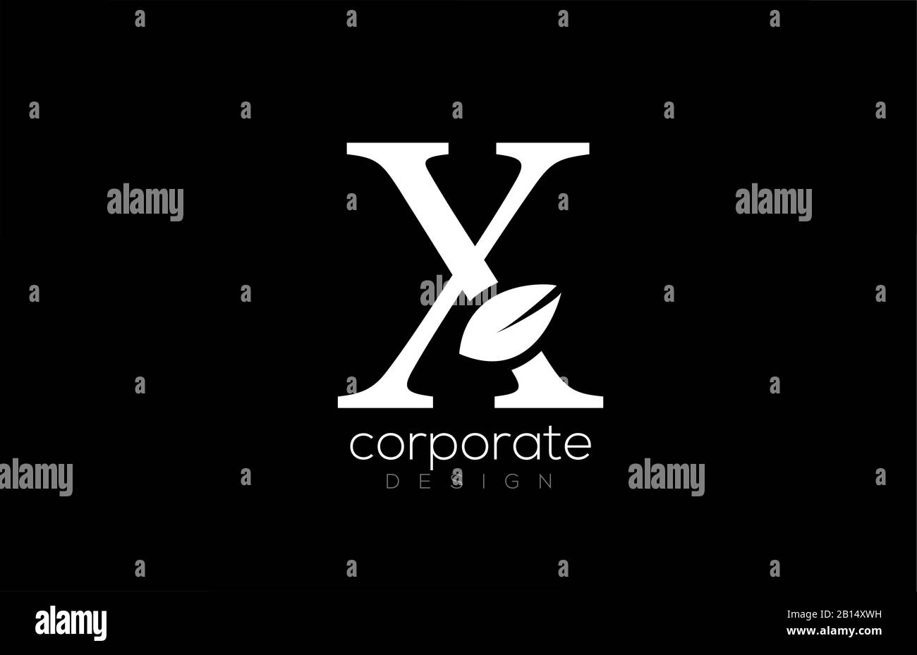 black and white X letter alphabet leaf logo icon design for company and