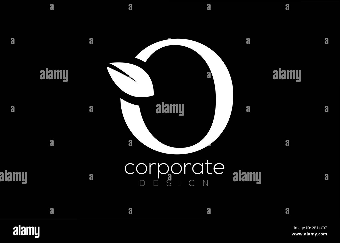 black and white O letter alphabet leaf logo icon design for company and ...