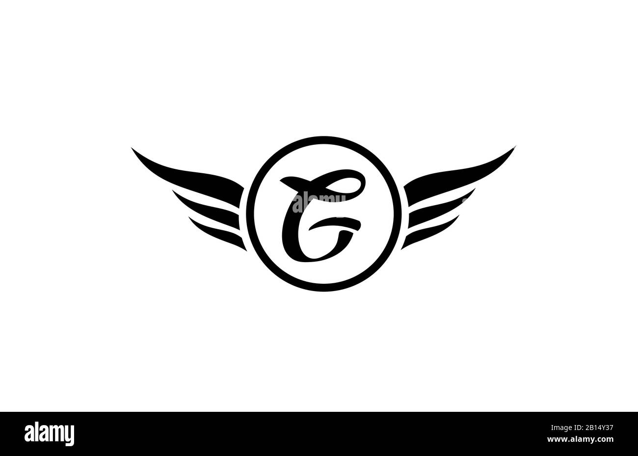 black and white G wing wings alphabet letter logo icon with circle for ...