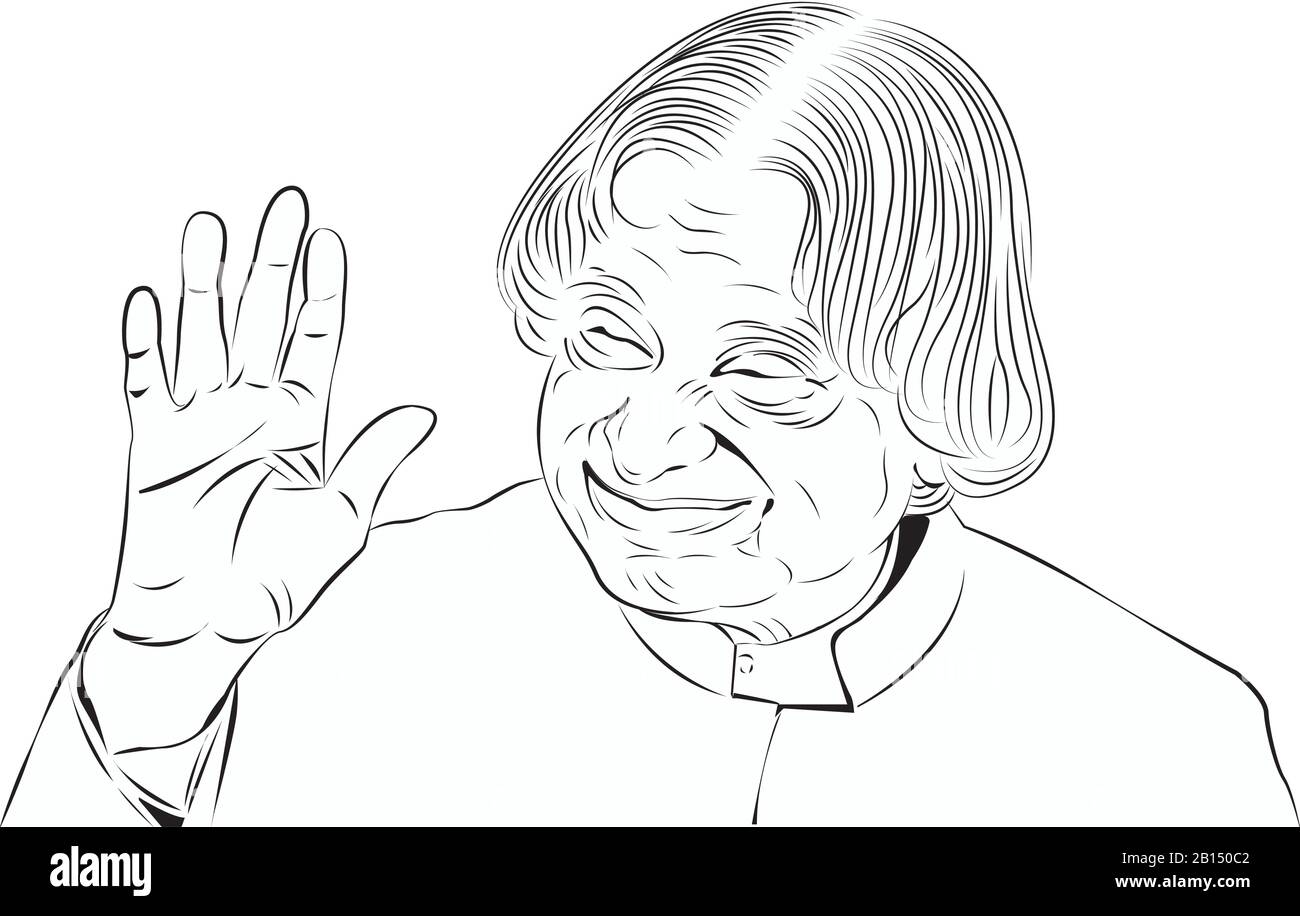 A.P.J Abdul Kalam. the Former President of India and a world-renowned Space Scientist,vector image of abdul kalam. Stock Vector