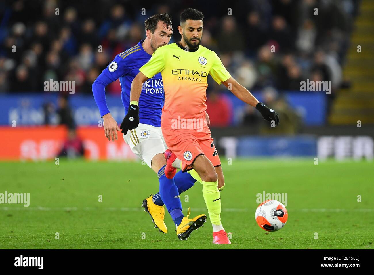 LEICESTER, ENGLAND - FEBRUARY 22ND Riyad Mahrez (26) of Manchester City during the Premier League match between Leicester City and Manchester City at the King Power Stadium, Leicester on Saturday 22nd February 2020. (Credit: Jon Hobley | MI News) Photograph may only be used for newspaper and/or magazine editorial purposes, license required for commercial use Credit: MI News & Sport /Alamy Live News Stock Photo