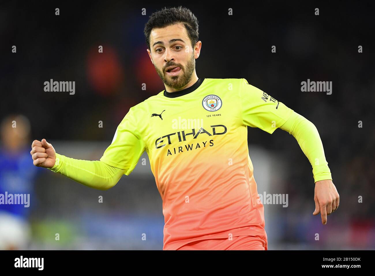 LEICESTER, ENGLAND - FEBRUARY 22ND Bernardo Silva (20) of Manchester City during the Premier League match between Leicester City and Manchester City at the King Power Stadium, Leicester on Saturday 22nd February 2020. (Credit: Jon Hobley | MI News) Photograph may only be used for newspaper and/or magazine editorial purposes, license required for commercial use Credit: MI News & Sport /Alamy Live News Stock Photo