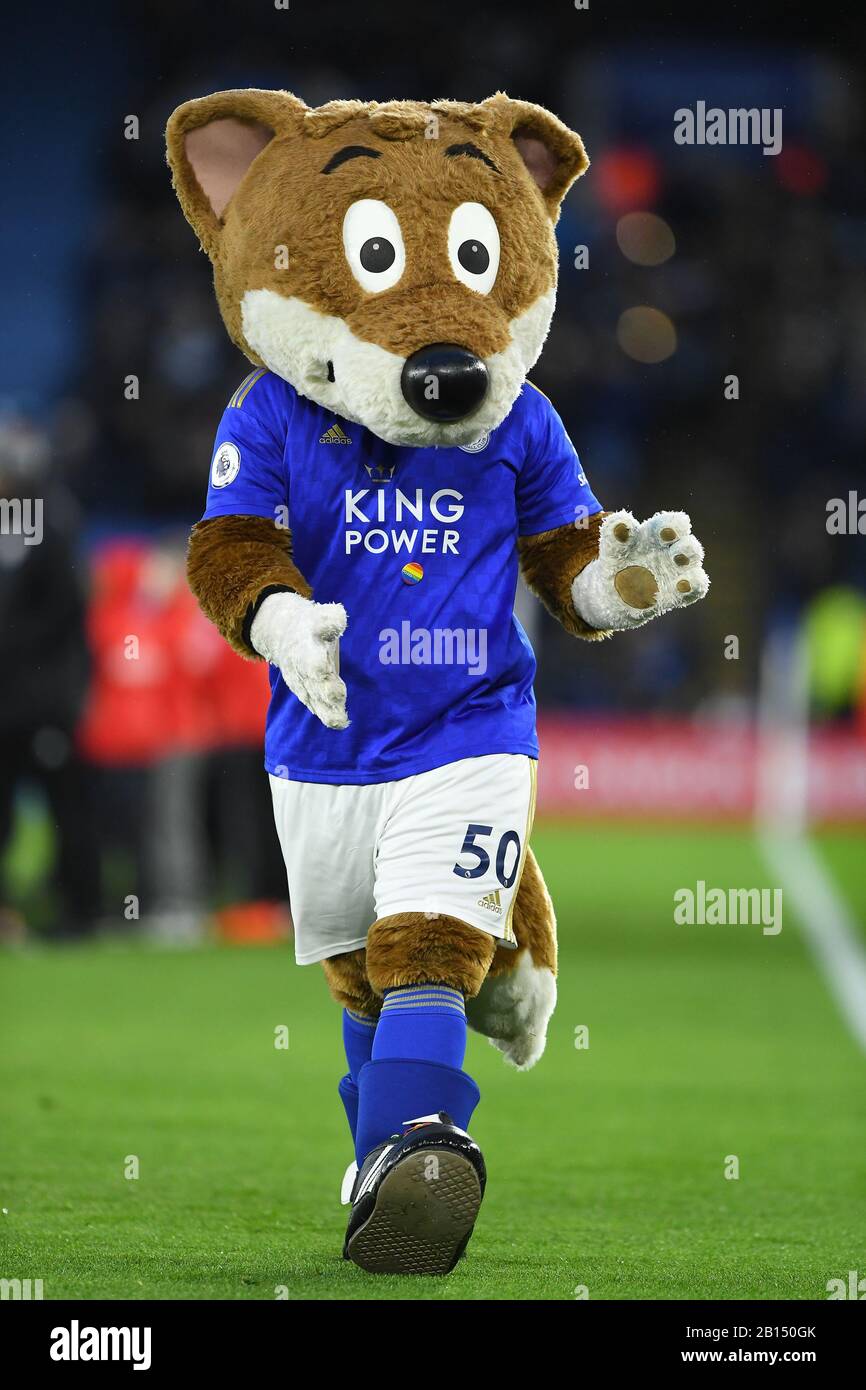 LEICESTER, ENGLAND - FEBRUARY 22ND Leicester City mascot, Filbert fox during the Premier League match between Leicester City and Manchester City at the King Power Stadium, Leicester on Saturday 22nd February 2020. (Credit: Jon Hobley | MI News) Photograph may only be used for newspaper and/or magazine editorial purposes, license required for commercial use Credit: MI News & Sport /Alamy Live News Stock Photo