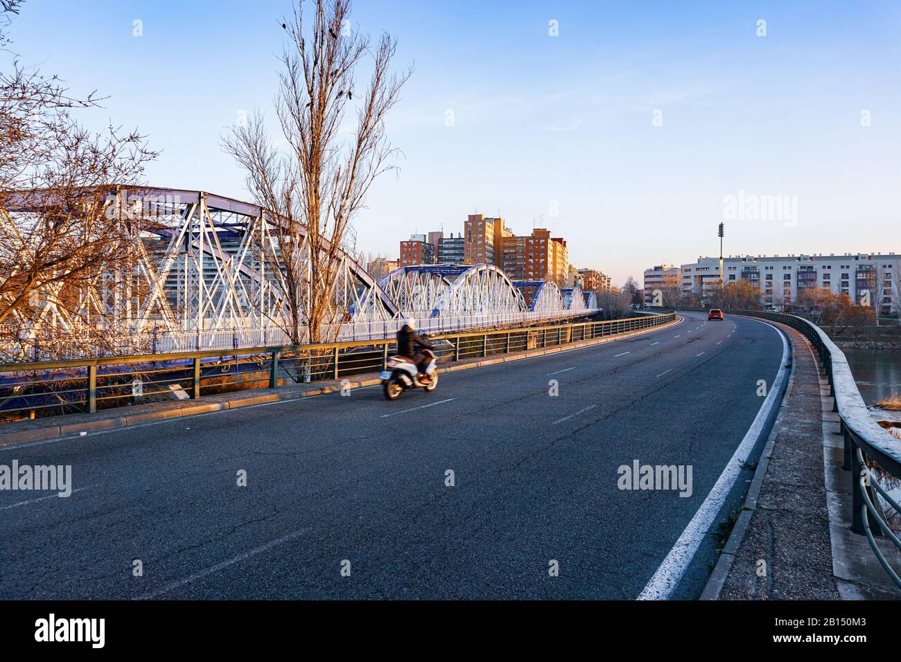 Puente de Hierro en moto. Iron Bridge by motorcycle Stock Photo