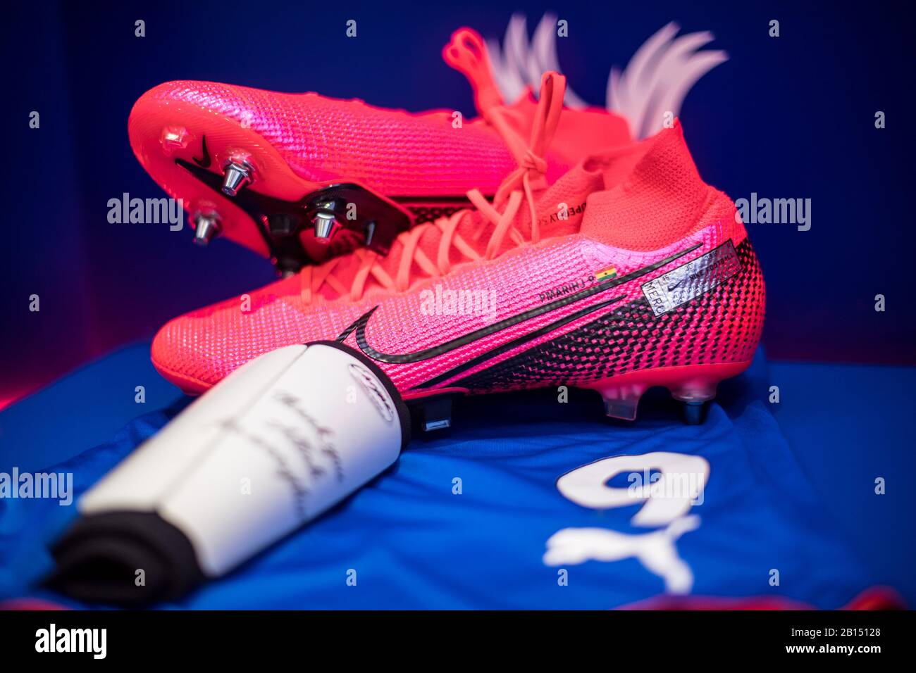 football boots Nike Mercurial and Phantom at Selhurst Park on February 22,  2020 in London, United Kingdom. (Photo by Sebastian Frej Stock Photo - Alamy