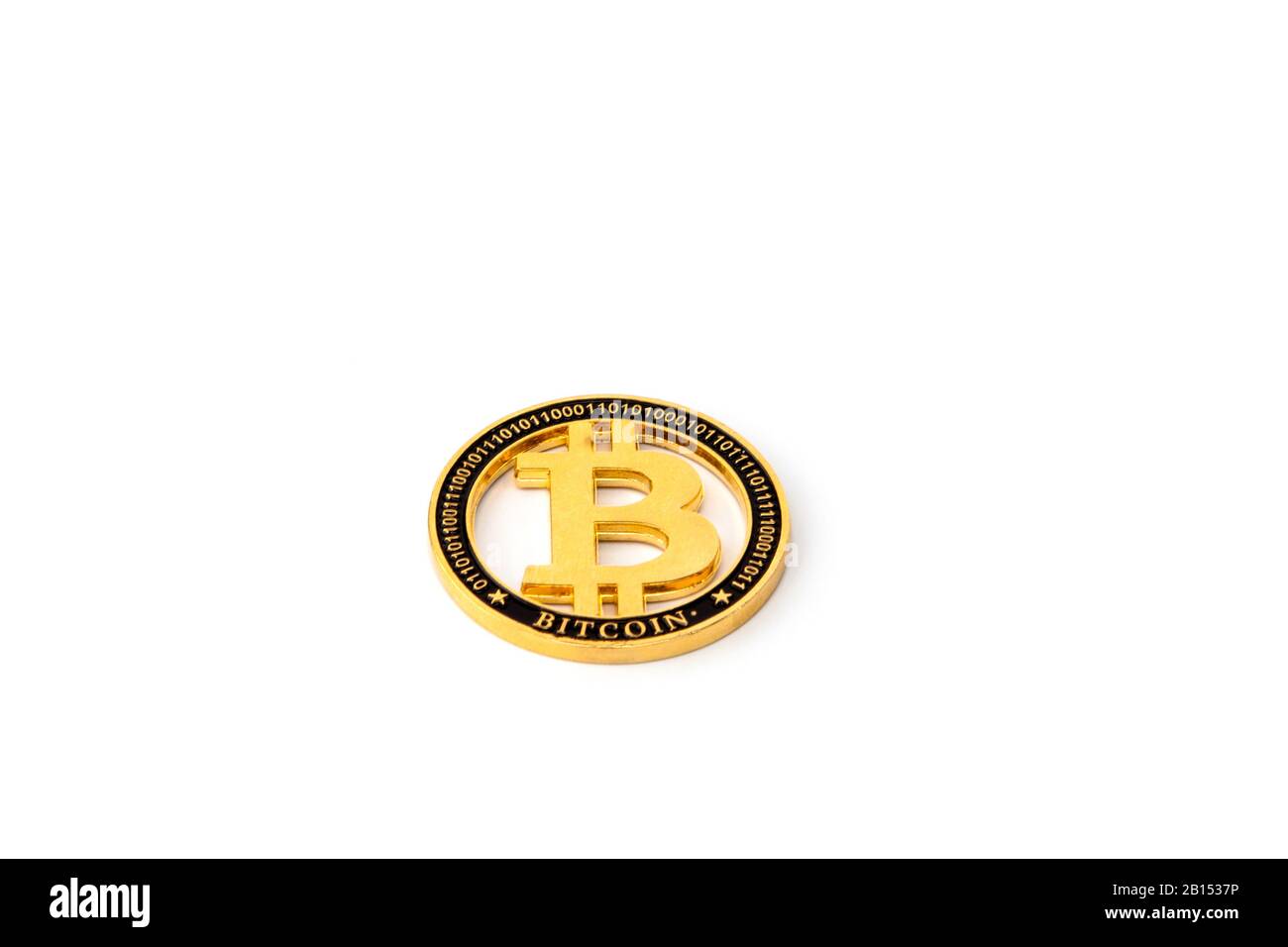gold bitcoin physical isolated on white background Stock Photo