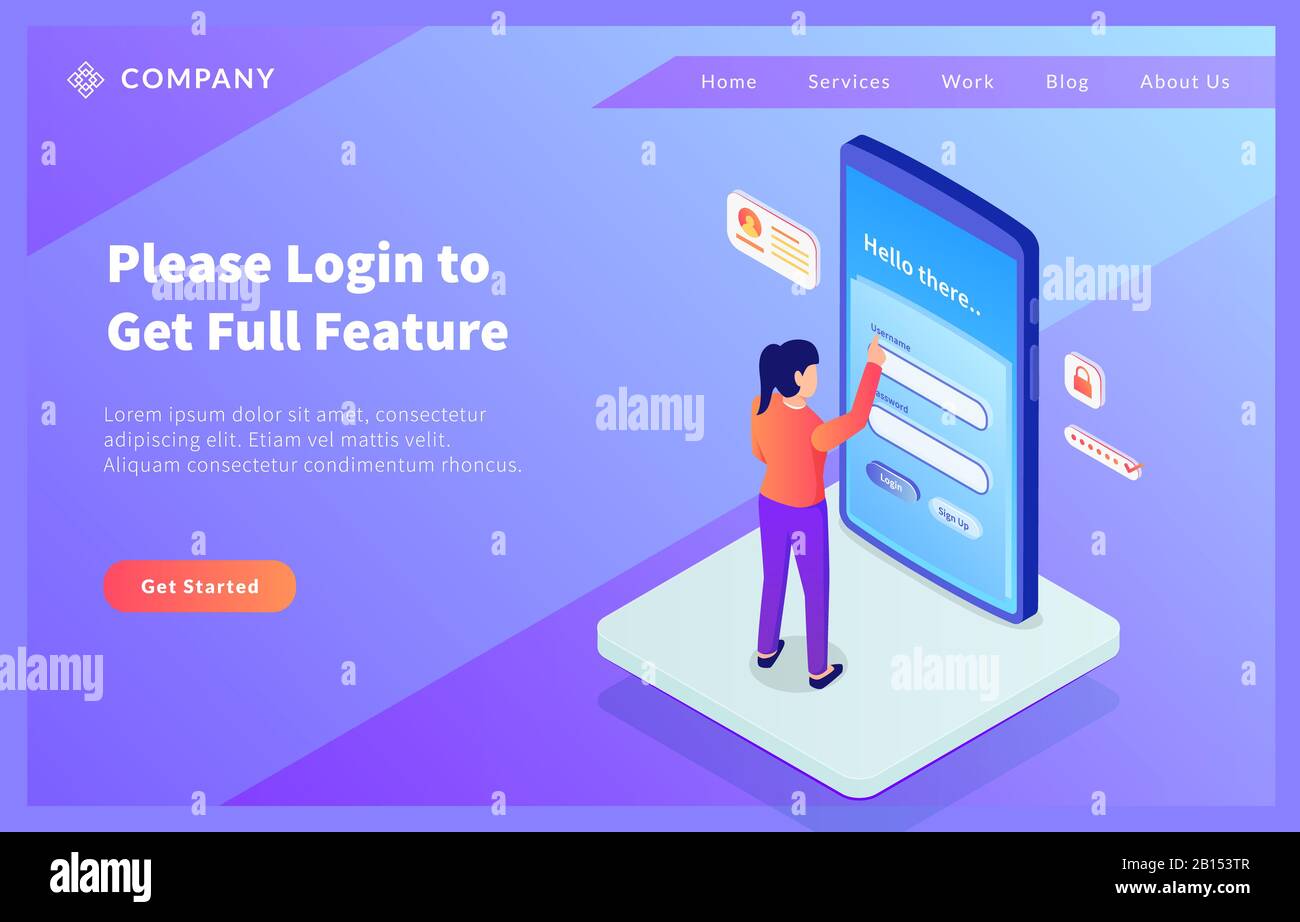 secure login concept in smartphone with woman access username and ...