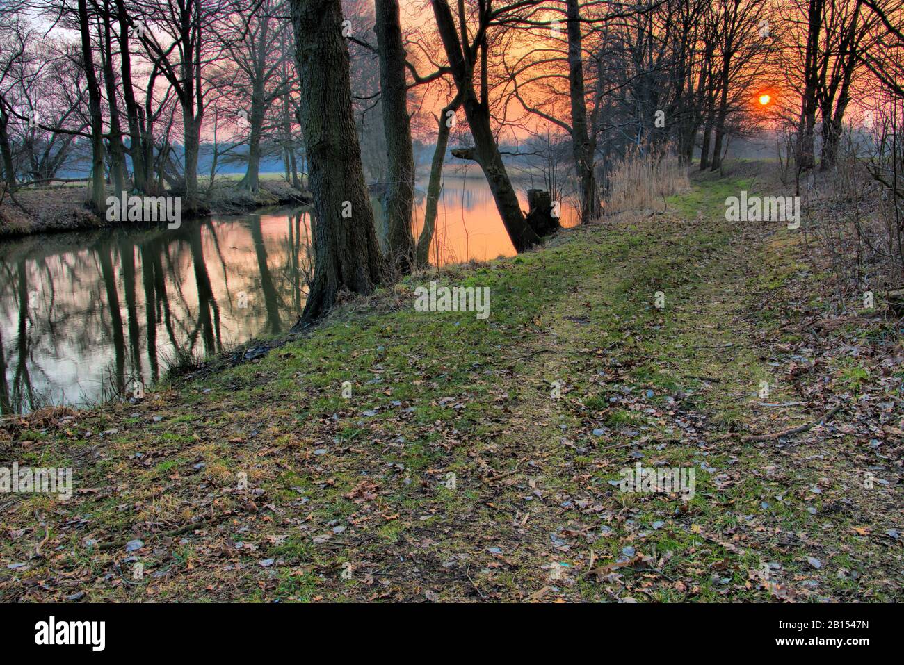 Spree im Winter Sonnenuntergang - river Spree in winter 02 Stock Photo