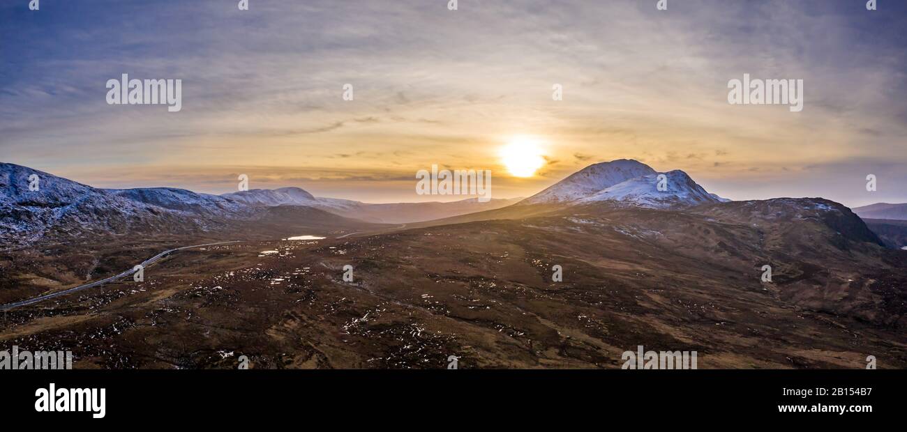 Aerial view of Derryveagh Mountains and Mount Errigal from South East